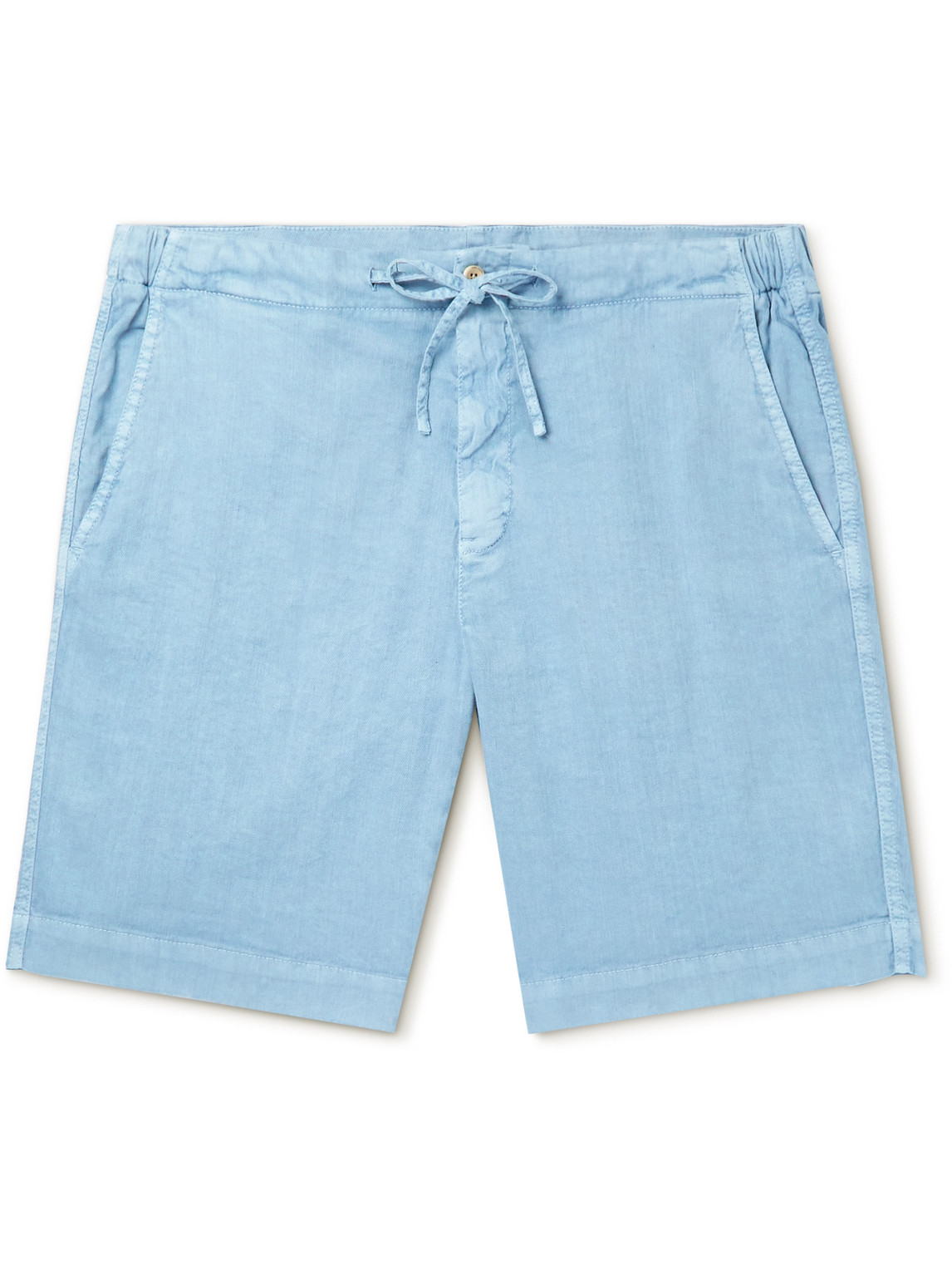 Loro Piana Straight-leg Linen-blend Twill Drawstring Shorts In Blue
