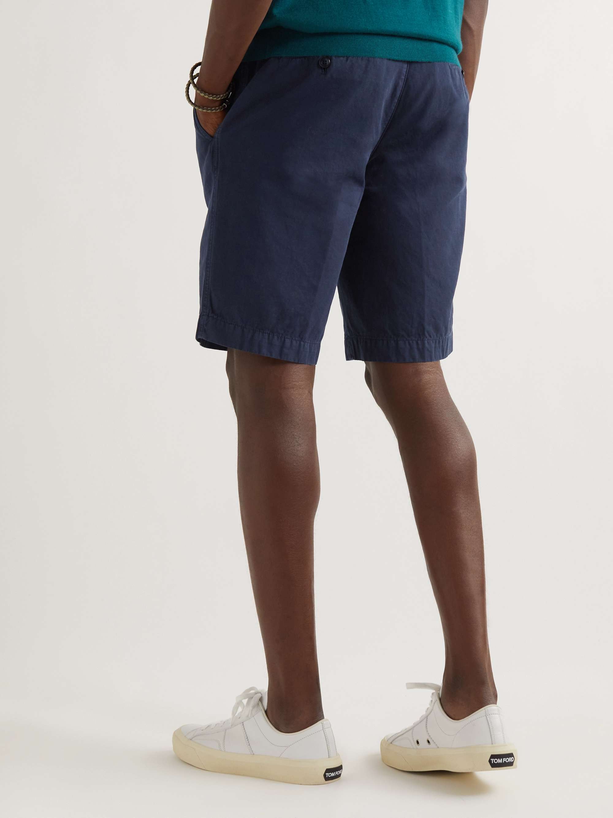 LORO PIANA Straight-Leg Cotton and Linen-Blend Drawstring Bermuda Shorts