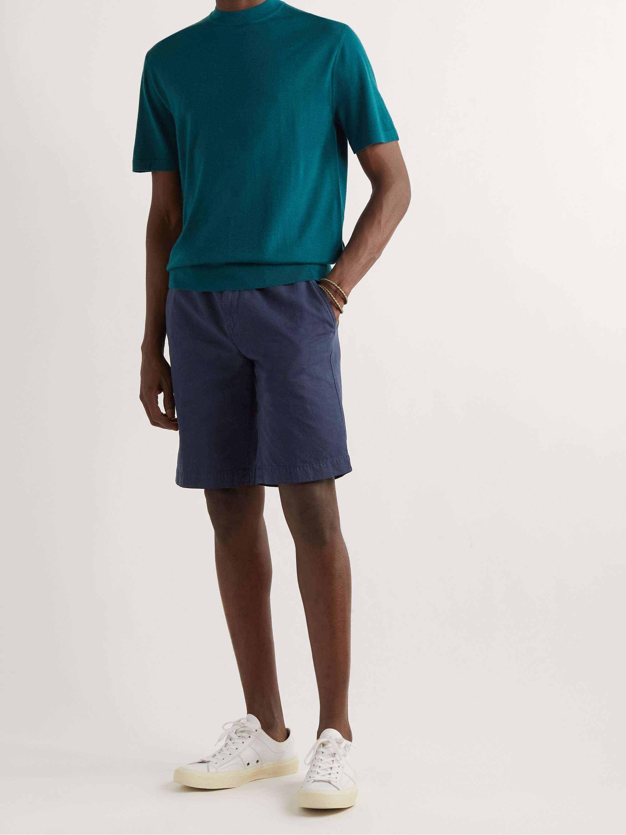 LORO PIANA Straight-Leg Cotton and Linen-Blend Drawstring Bermuda Shorts