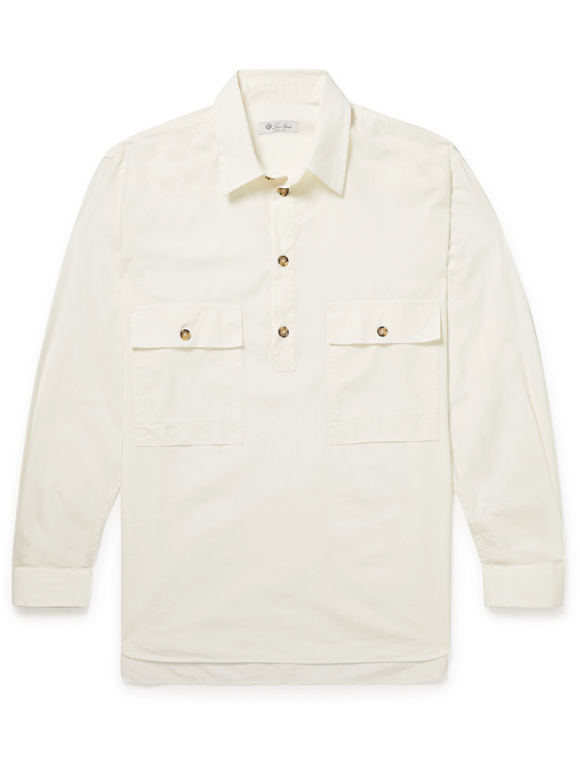 Loro Piana Oversized Cotton-poplin Half-placket Shirt In White