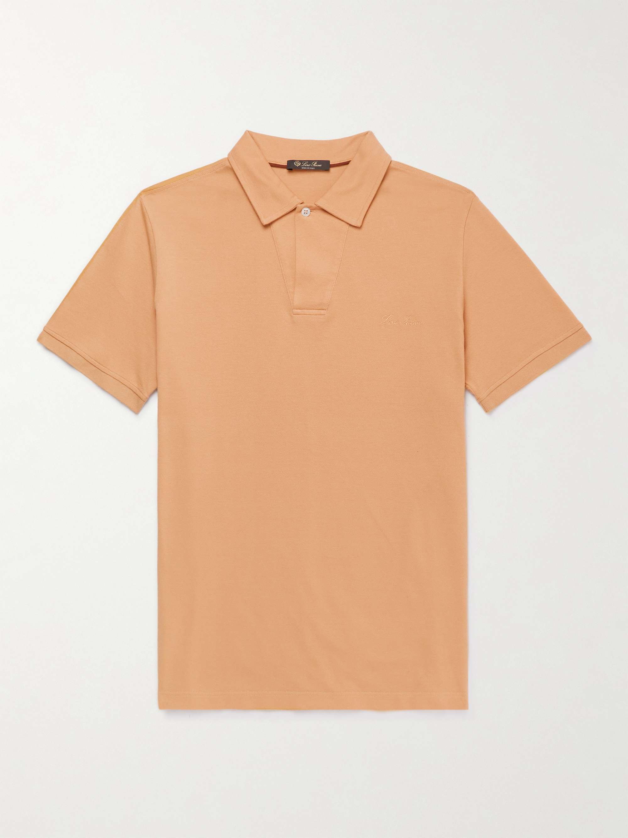 LORO PIANA Logo-Embroidered Cotton-Piqué Polo Shirt
