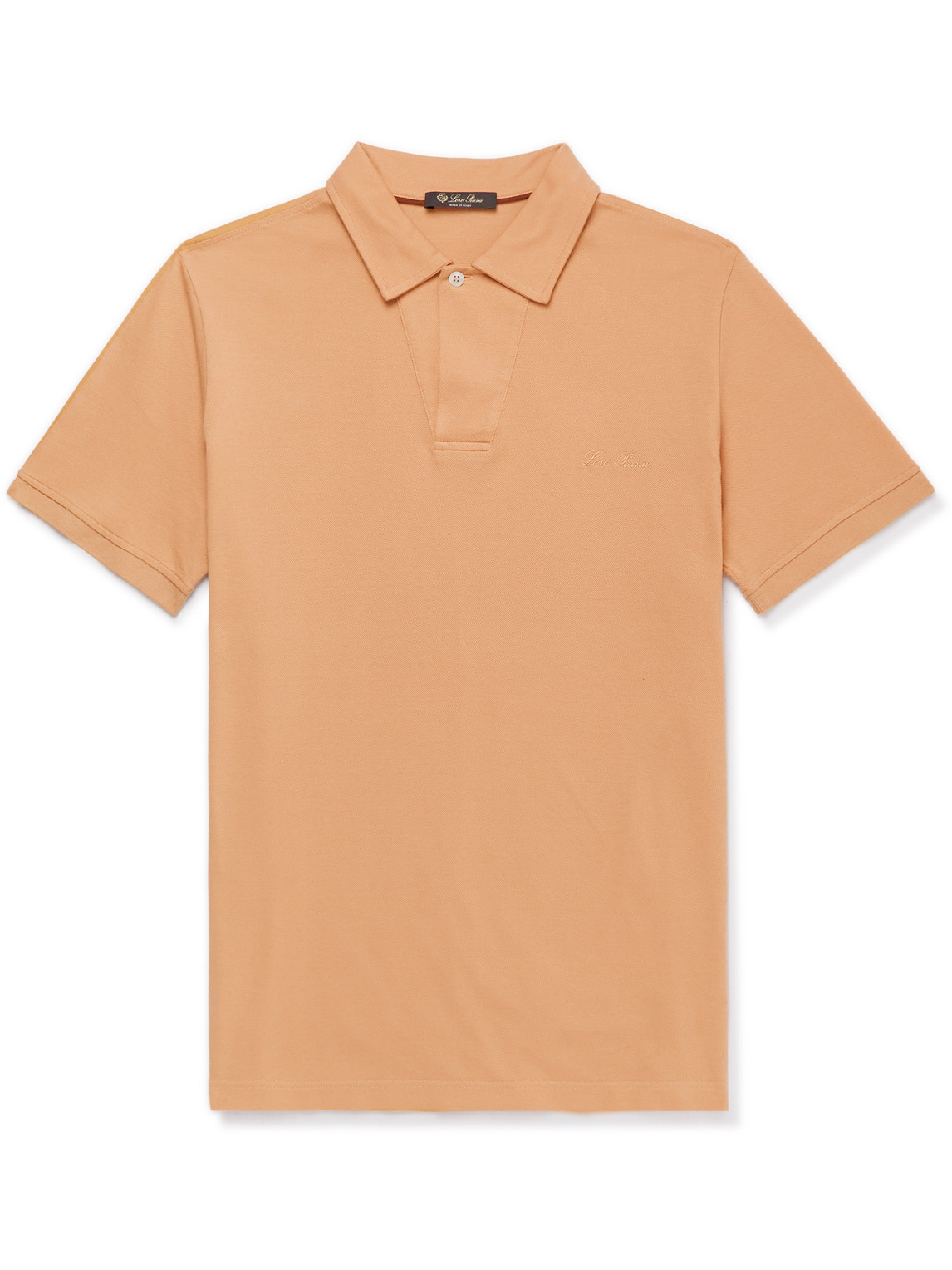 Loro Piana Logo-embroidered Cotton-piqué Polo Shirt In Orange