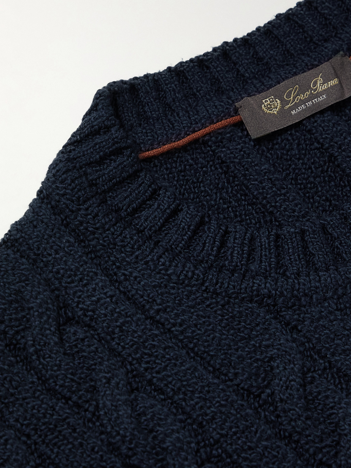 Loro Piana Slim-fit Cable-knit Cotton Sweater In Blue