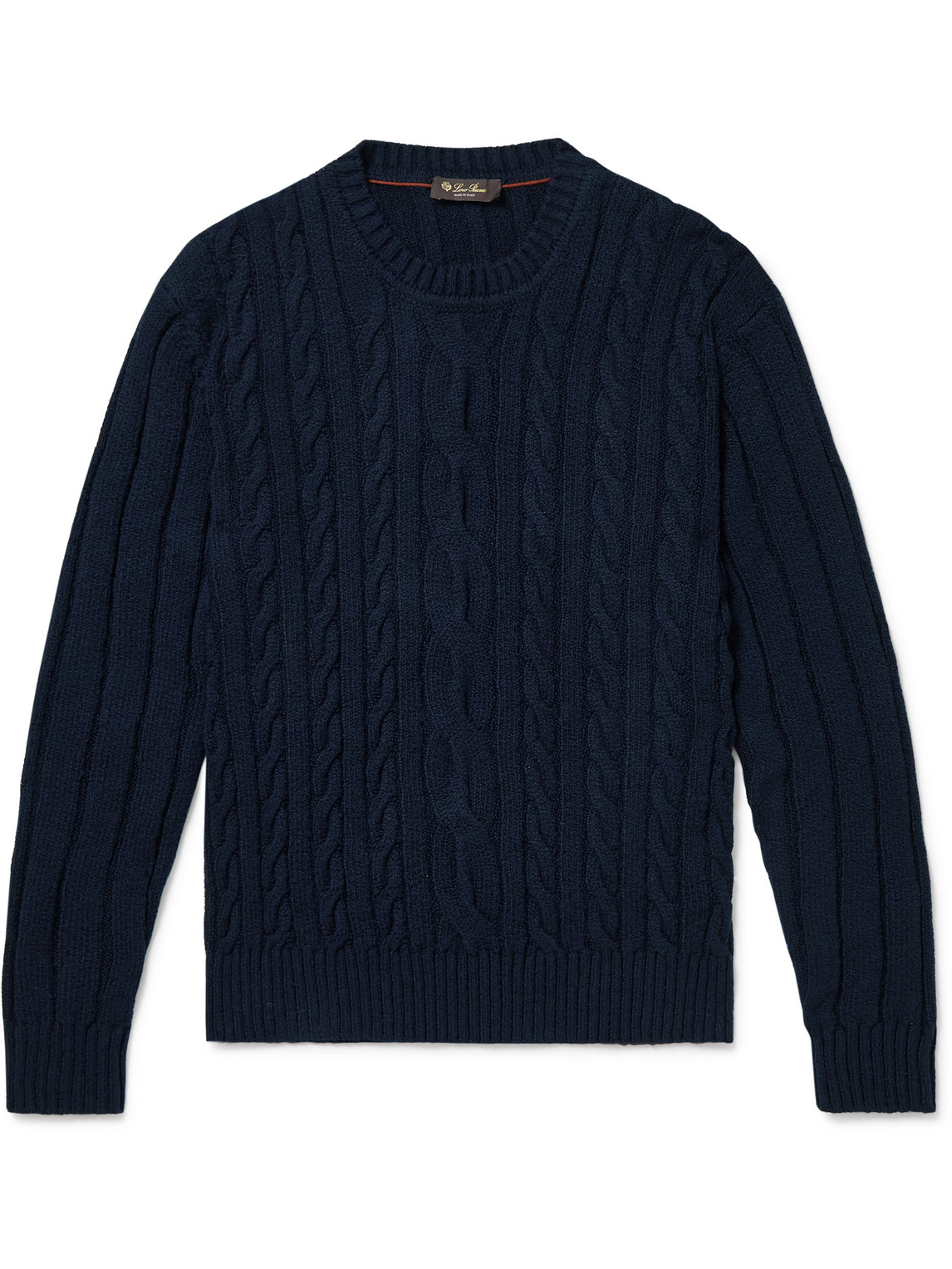 Loro Piana Slim-fit Cable-knit Cotton Sweater In Blue