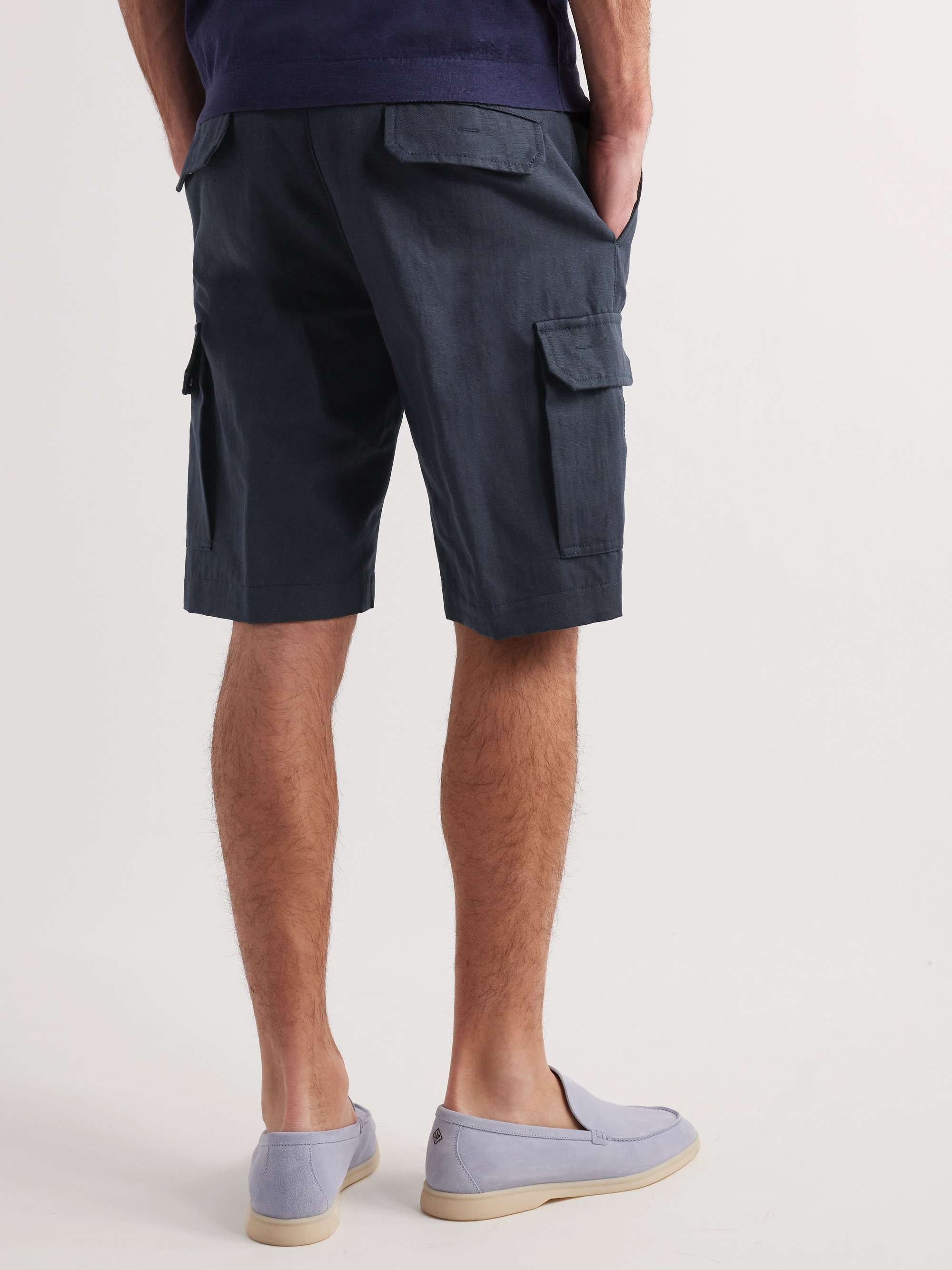 LORO PIANA Straight-Leg Cotton and Linen-Blend Cargo Shorts