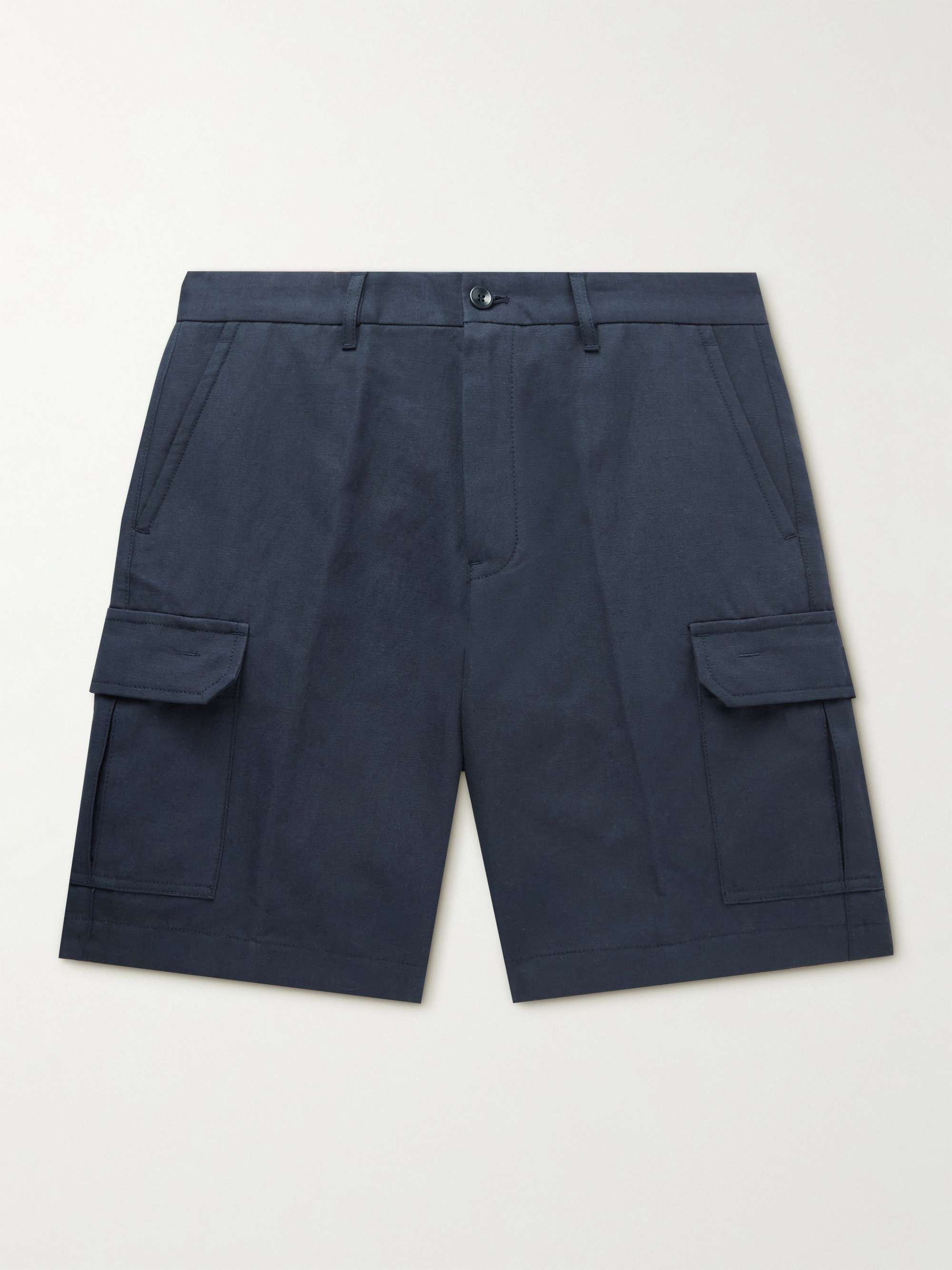 Navy Straight-Leg Cotton and Linen-Blend Cargo Shorts | LORO PIANA | MR  PORTER