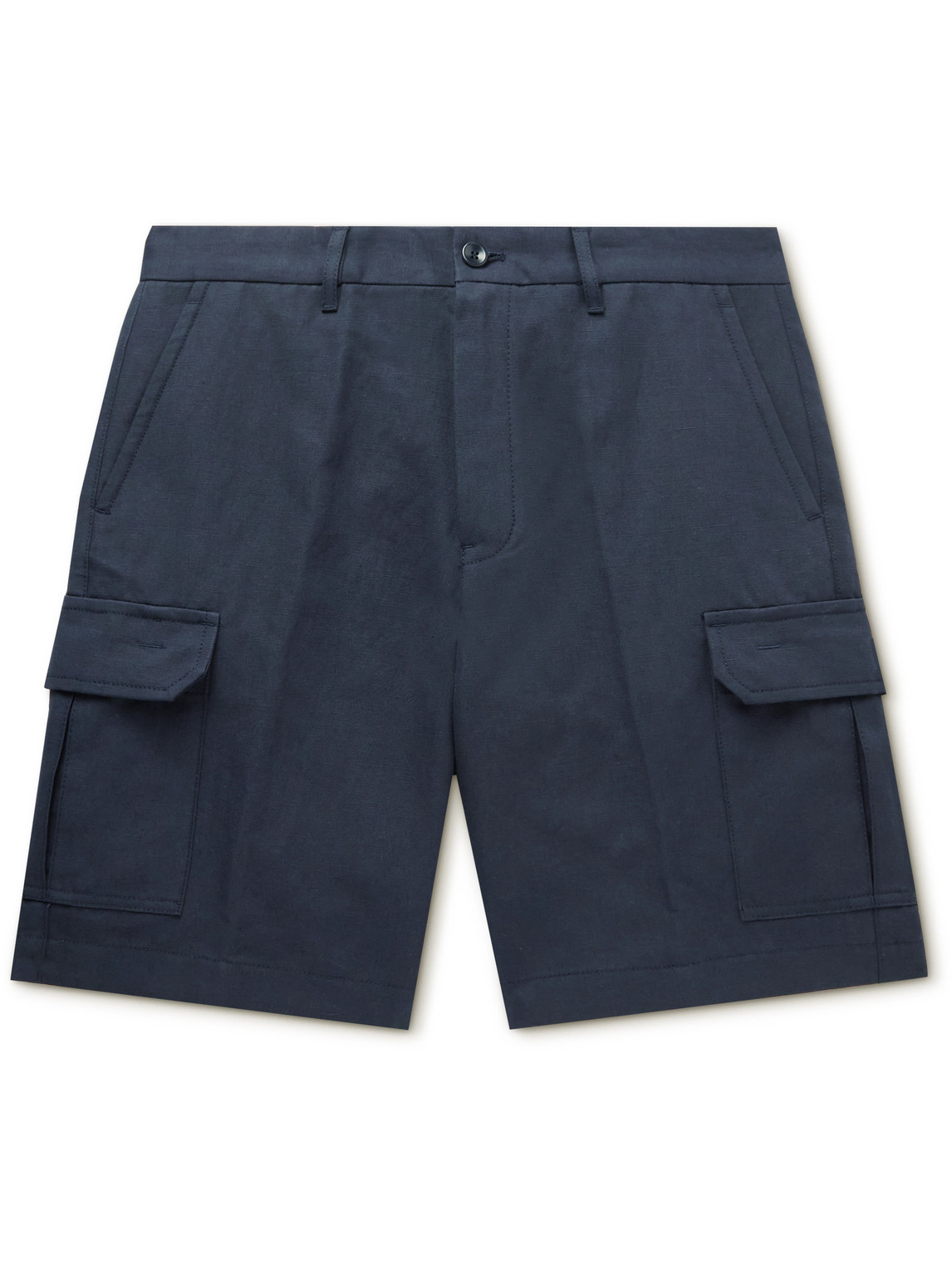 Loro Piana Straight-leg Cotton And Linen-blend Cargo Shorts In Blue