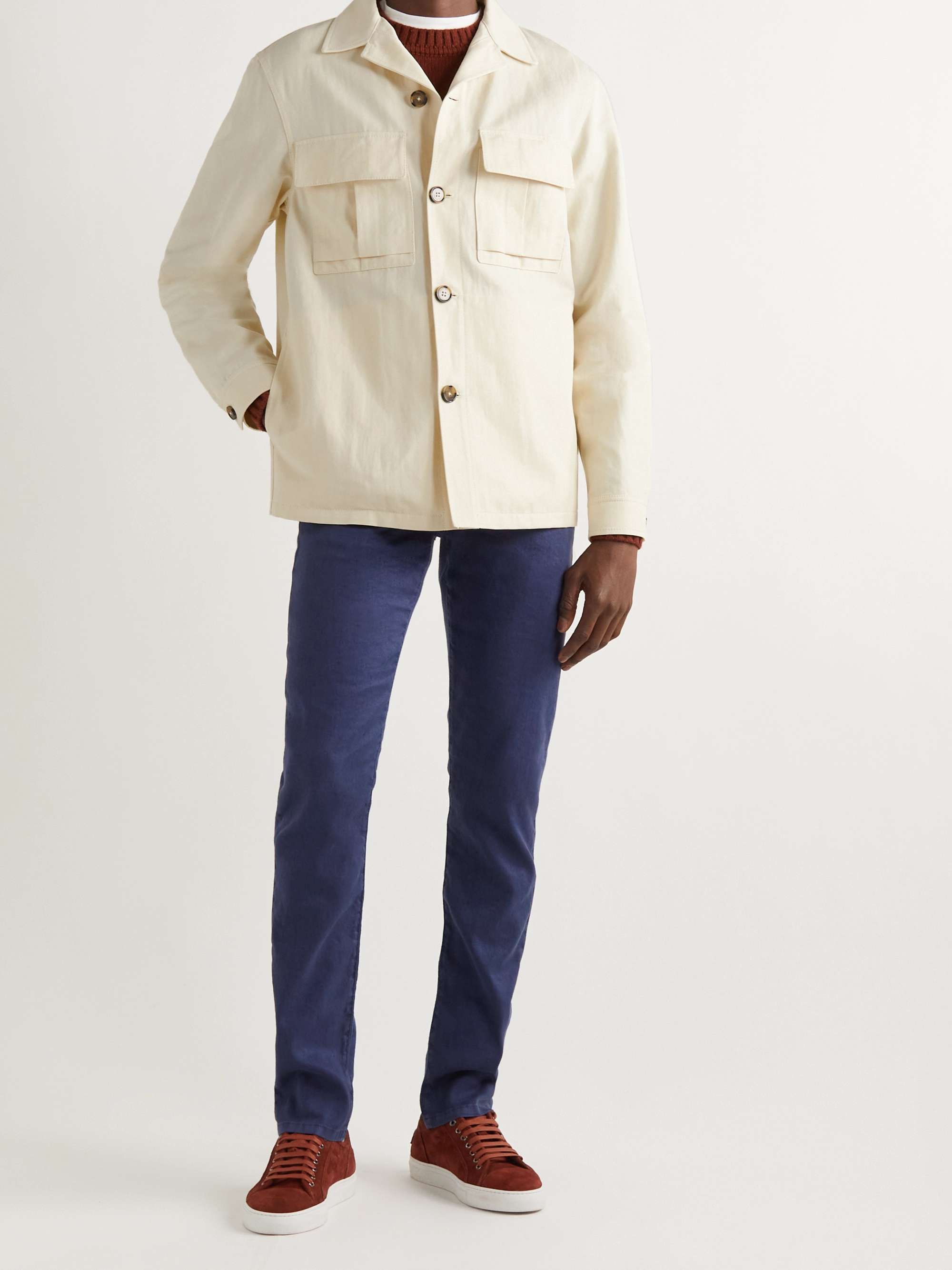 LORO PIANA Camp-Collar Cotton and Linen-Blend Canvas Overshirt