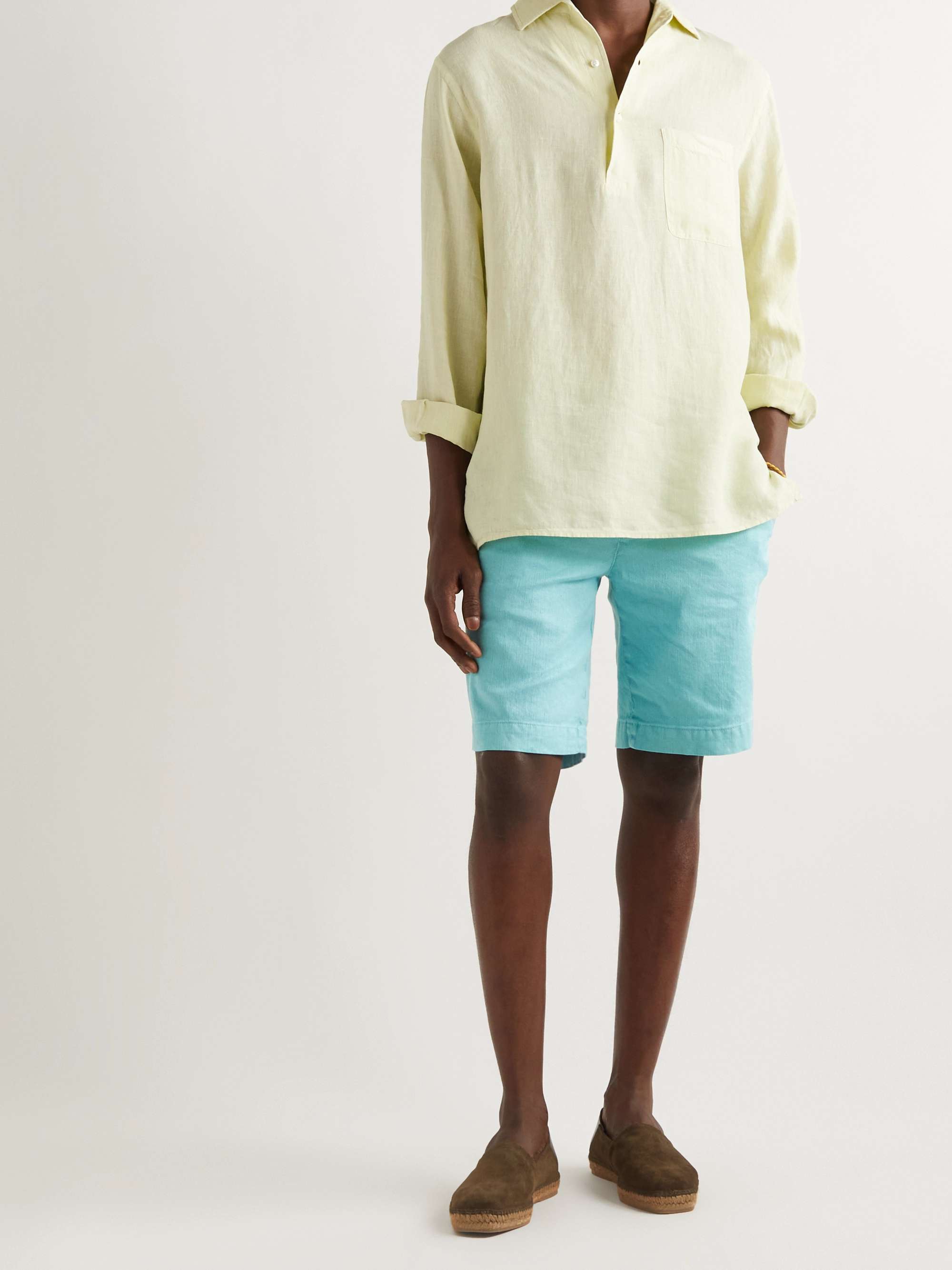 LORO PIANA Straight-Leg Linen-Blend Twill Drawstring Shorts