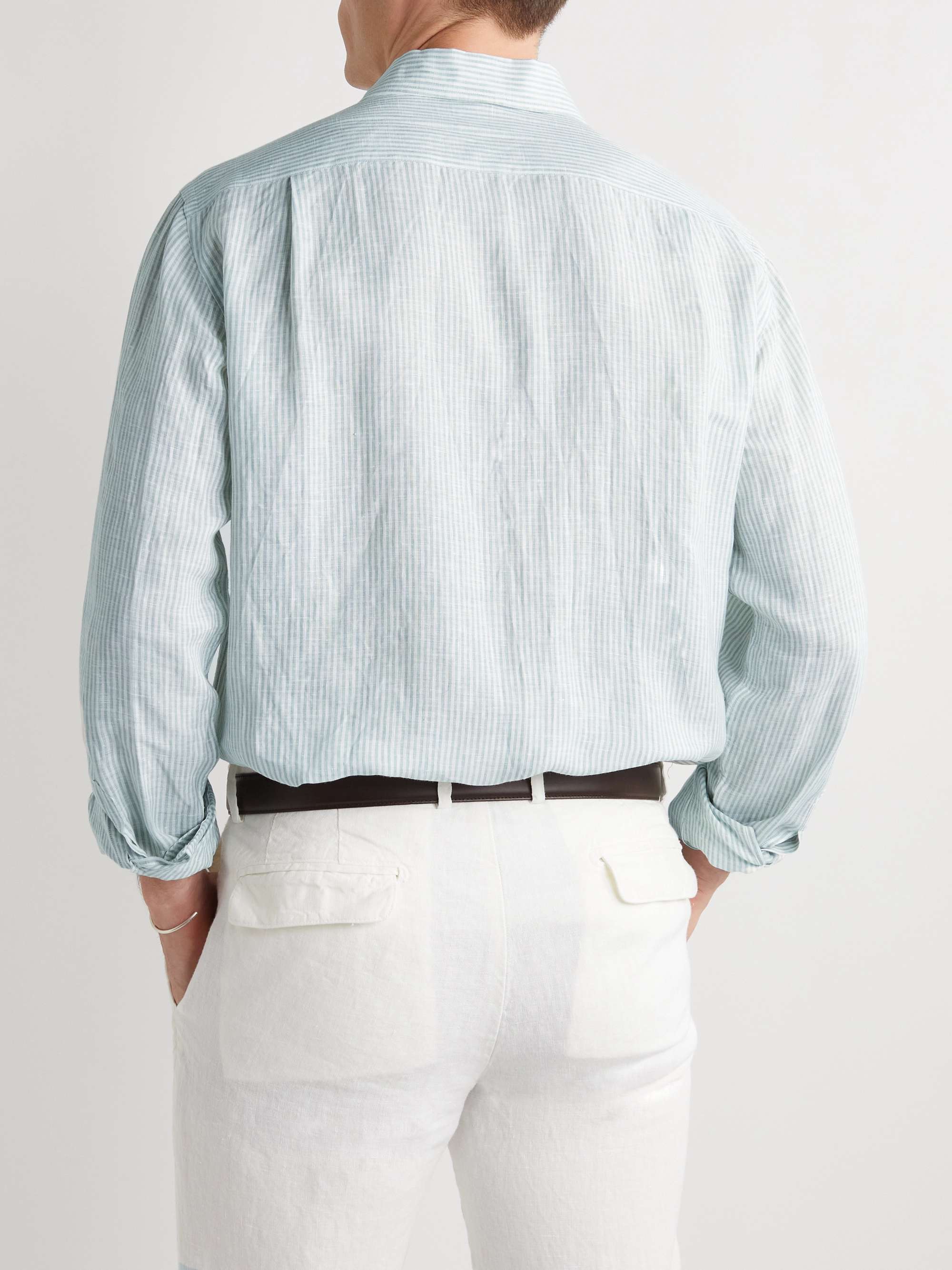LORO PIANA André Garment-Dyed Striped Linen Shirt