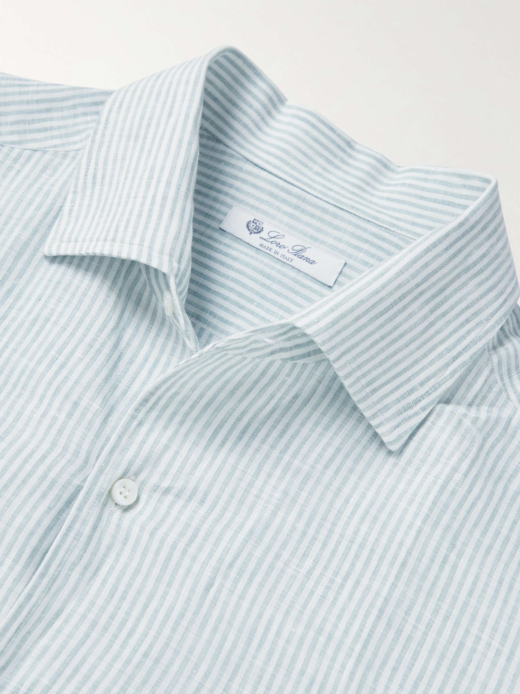 LORO PIANA André Garment-Dyed Striped Linen Shirt