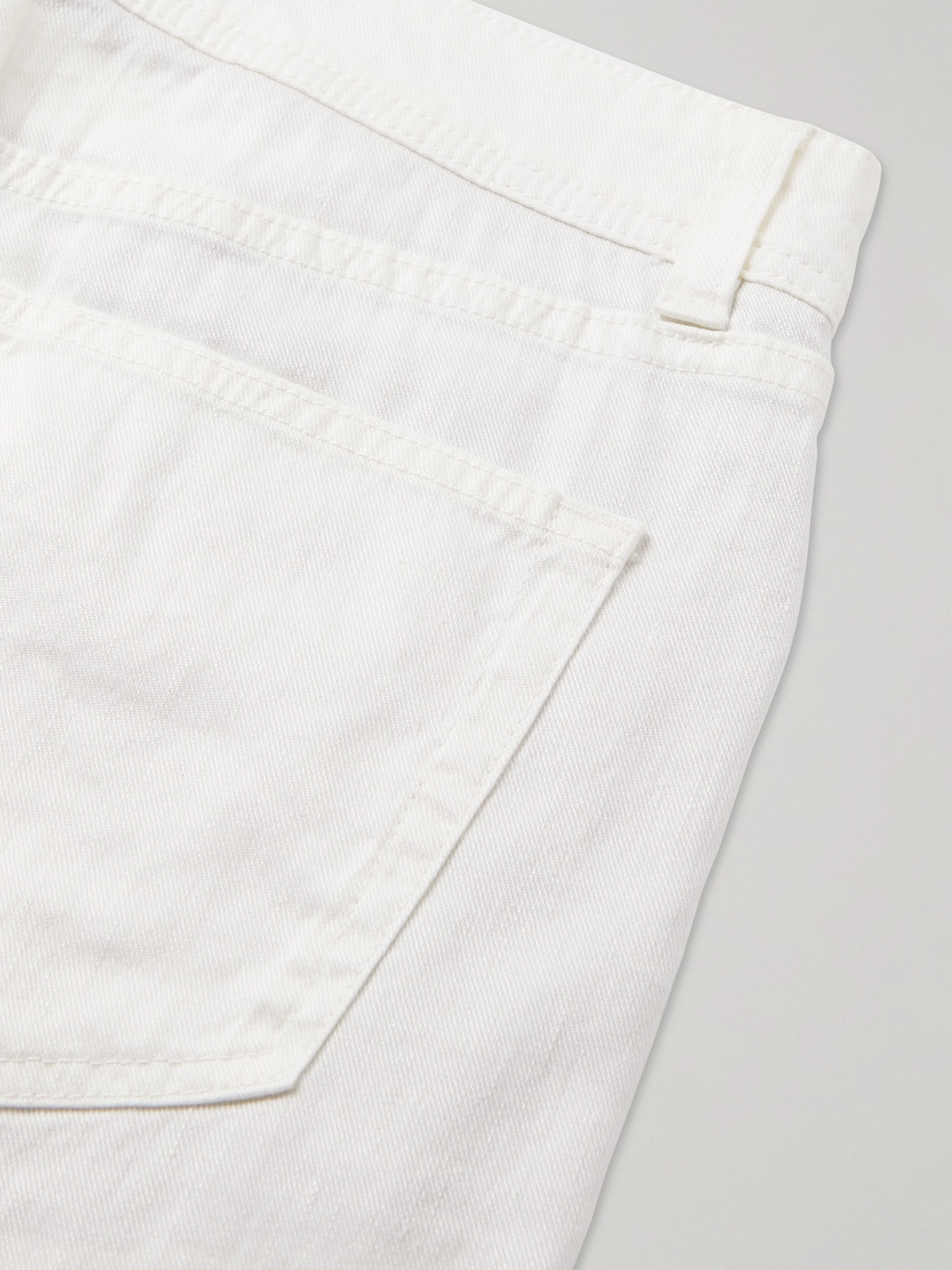 Shop Loro Piana Slim-fit Linen-blend Twill Trousers In White