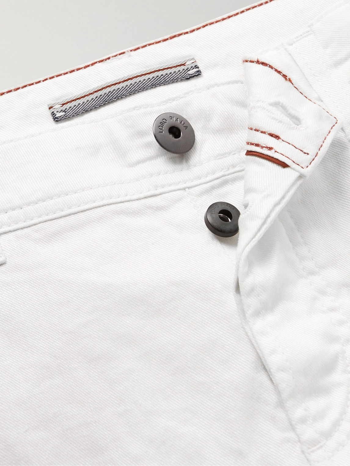 Shop Loro Piana Slim-fit Linen-blend Twill Trousers In White