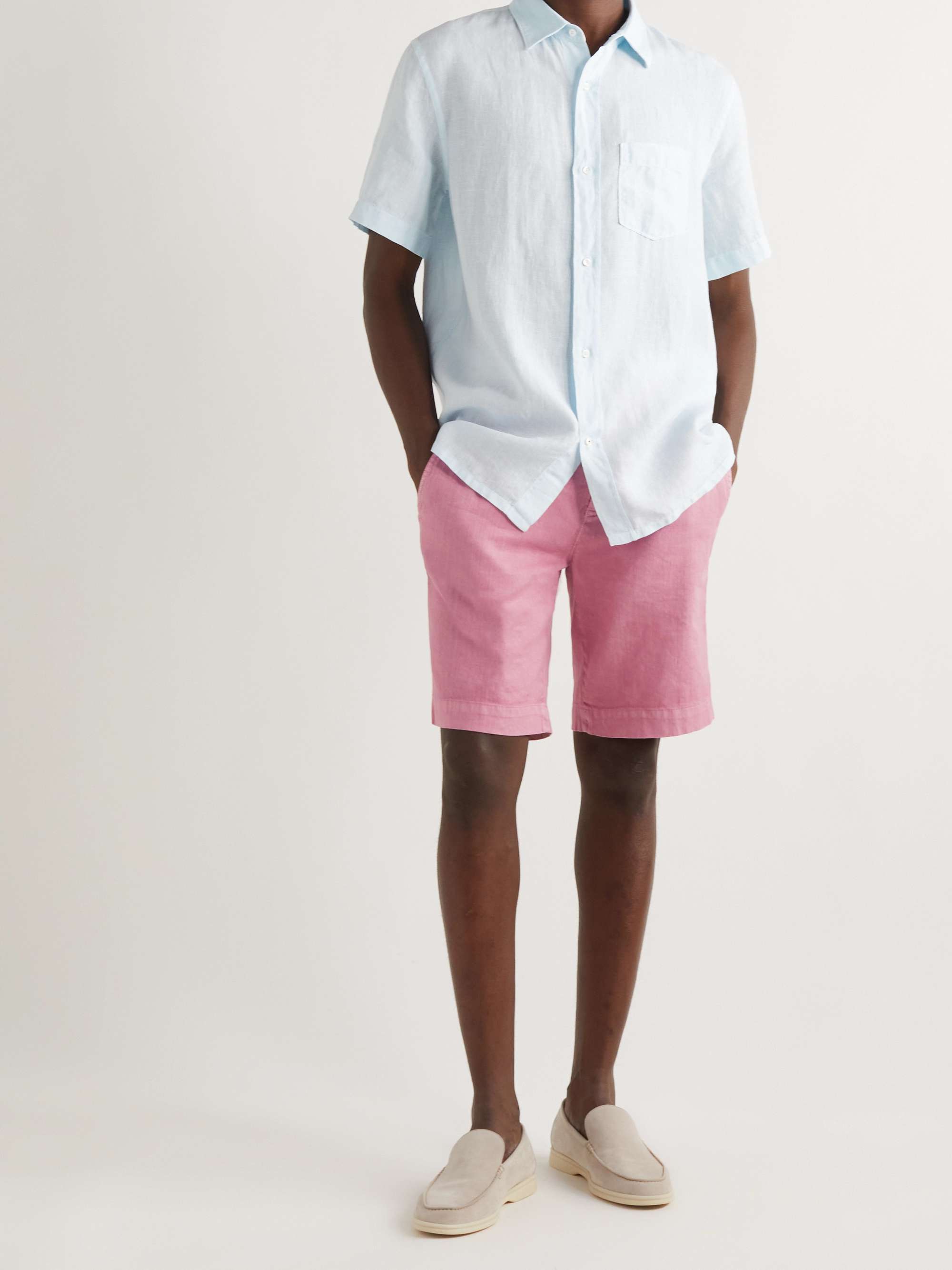LORO PIANA Straight-Leg Linen-Blend Twill Drawstring Shorts