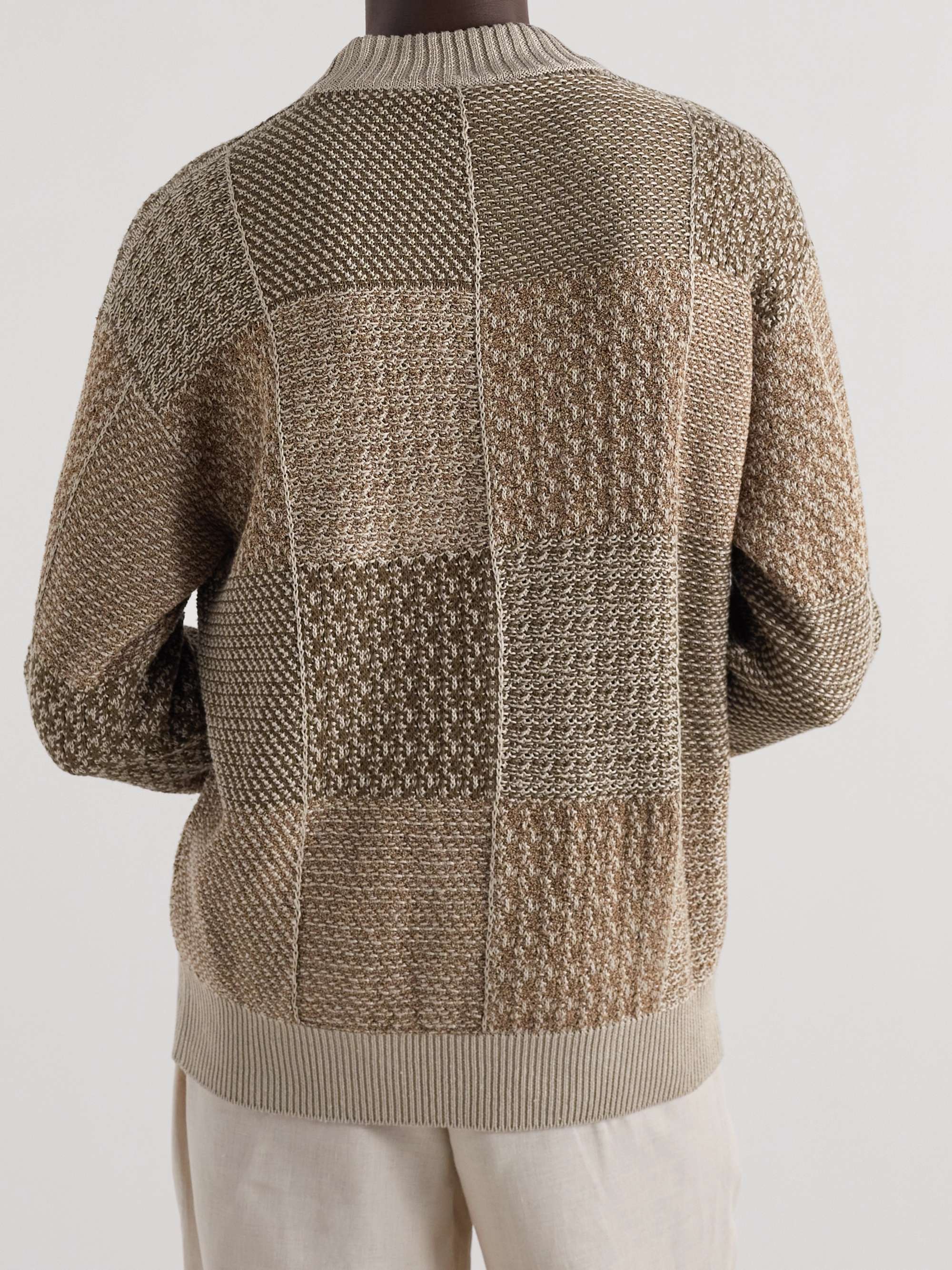 LORO PIANA Patchwork Linen, Silk and Cotton-Blend Sweater