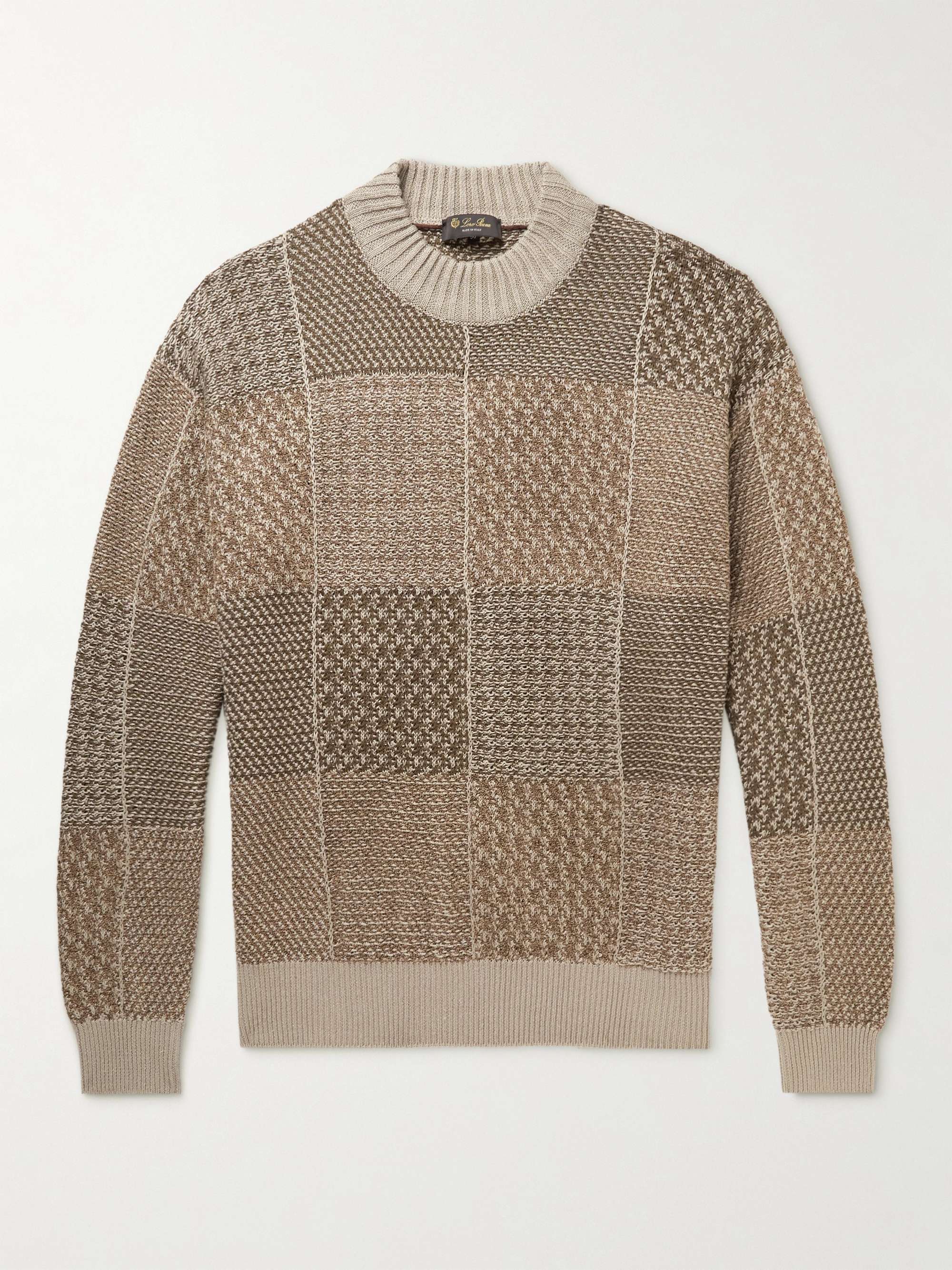 LORO PIANA Patchwork Linen, Silk and Cotton-Blend Sweater