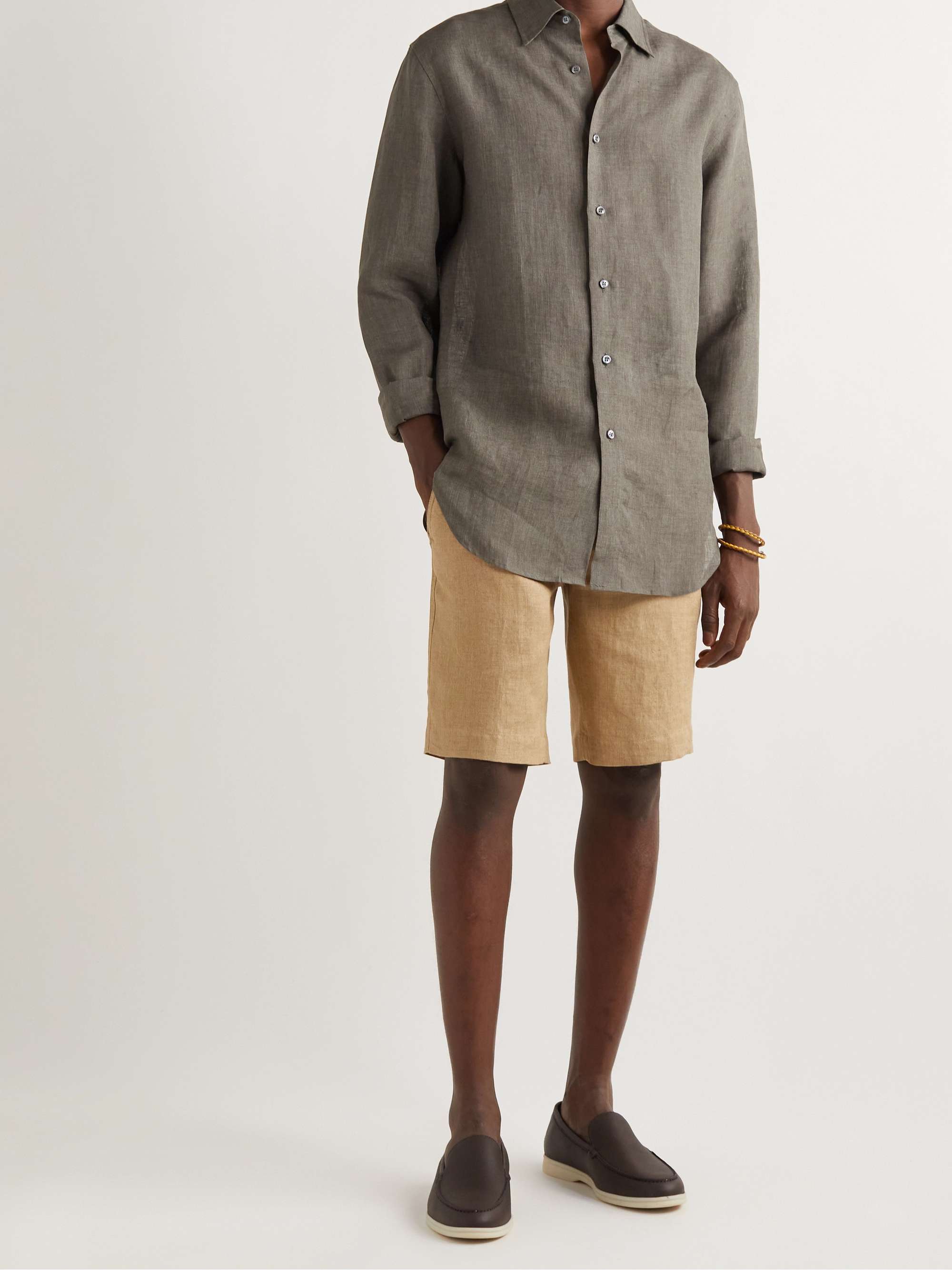 LORO PIANA Straight-Leg Linen Drawstring Bermuda Shorts