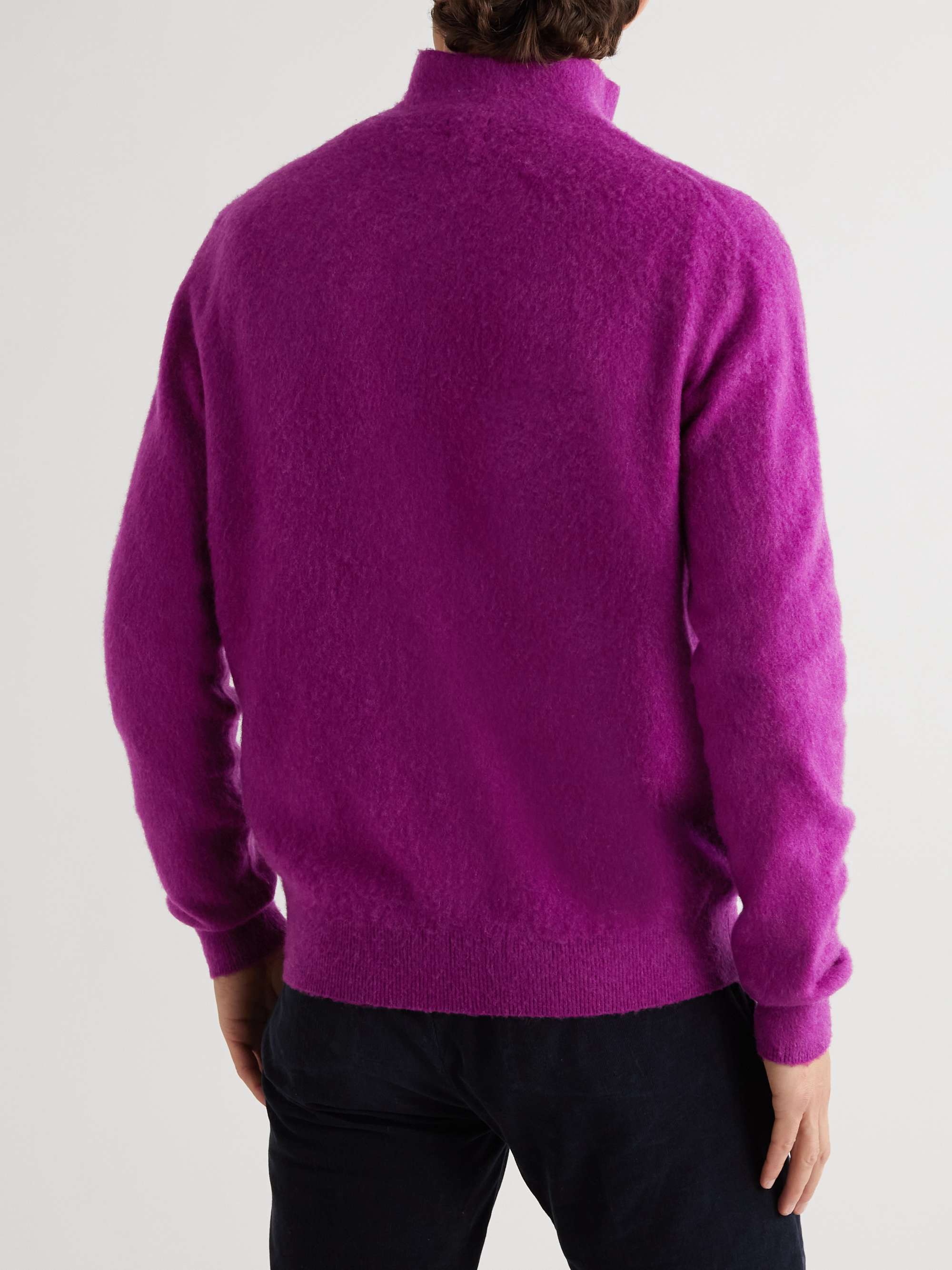 MASSIMO ALBA Brushed-Cashmere Half-Zip Sweater