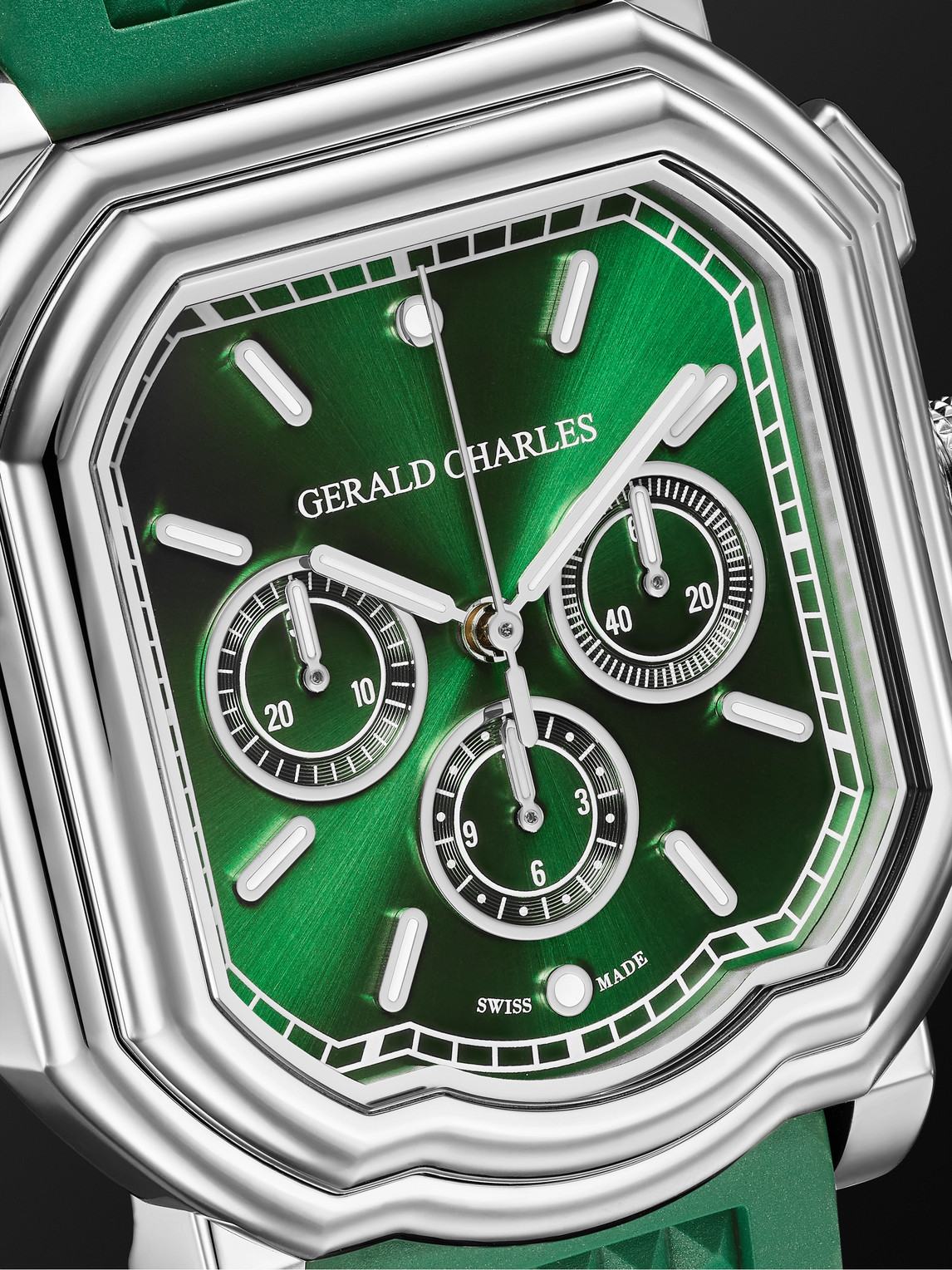 Shop Gerald Charles Maestro 3.0 Automatic Chronograph 39mm Stainless Steel And Rubber Watch, Ref.no. Gc3.0-a-02 In Green