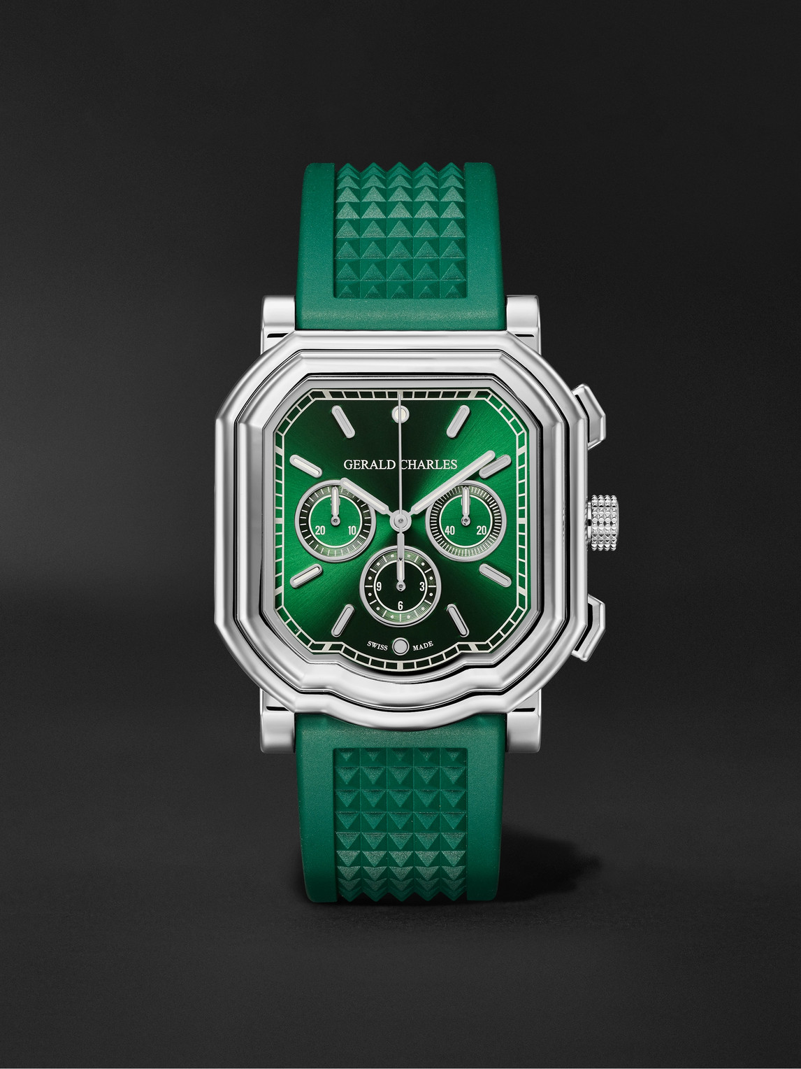 Gerald Charles Maestro 3.0 Automatic Chronograph 39mm Stainless Steel And Rubber Watch, Ref.no. Gc3.0-a-02 In Green