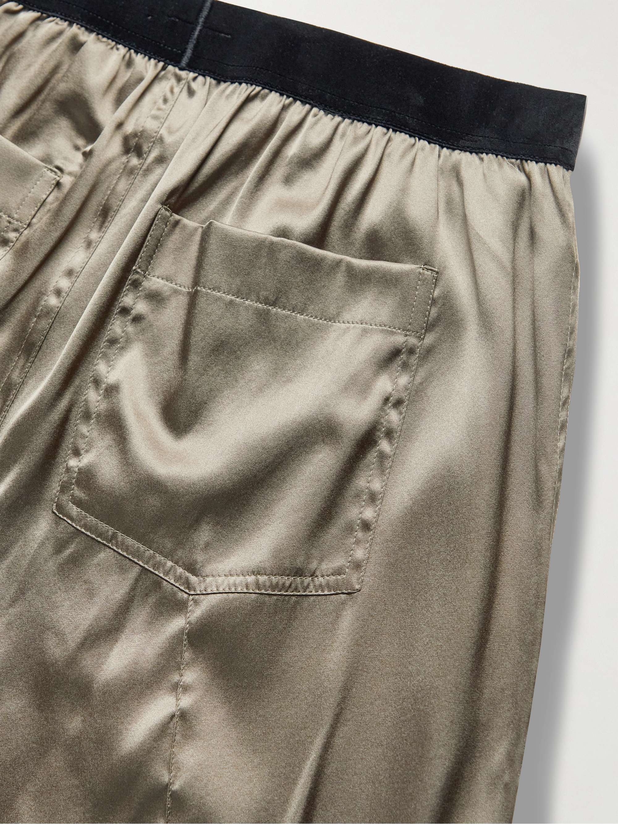 TOM FORD Velvet-Trimmed Stretch-Silk Satin Pyjama Trousers