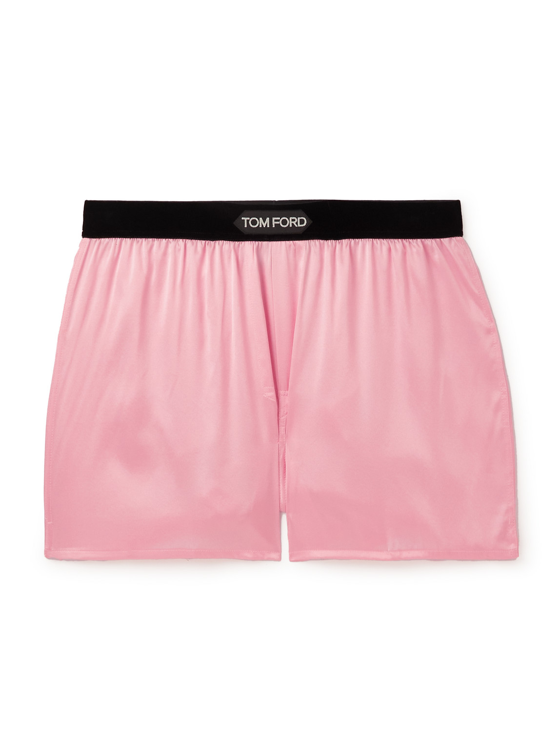 TOM FORD VELVET-TRIMMED SILK-SATIN BOXER SHORTS