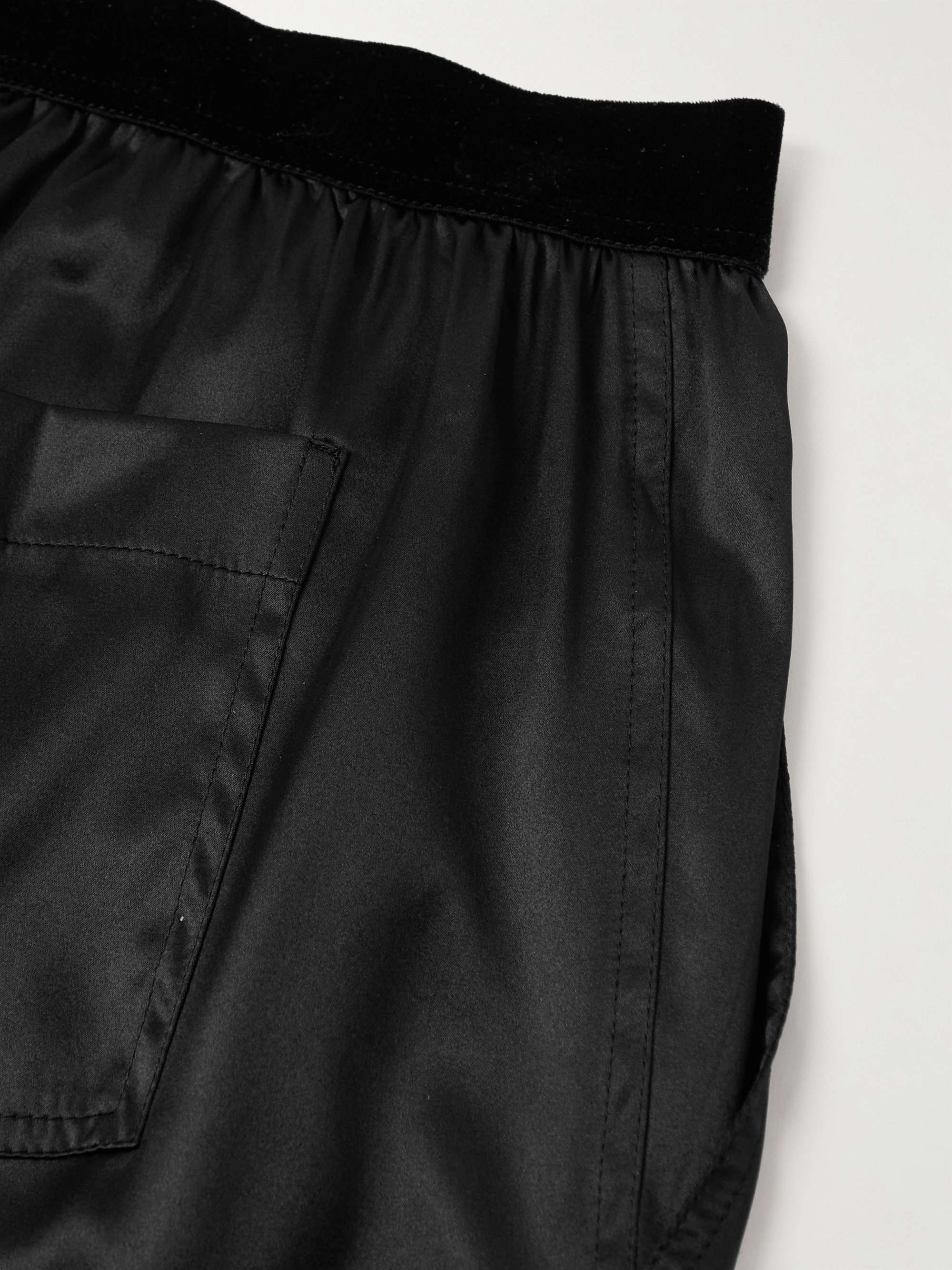 TOM FORD Velvet-Trimmed Stretch-Silk Satin Pyjama Trousers