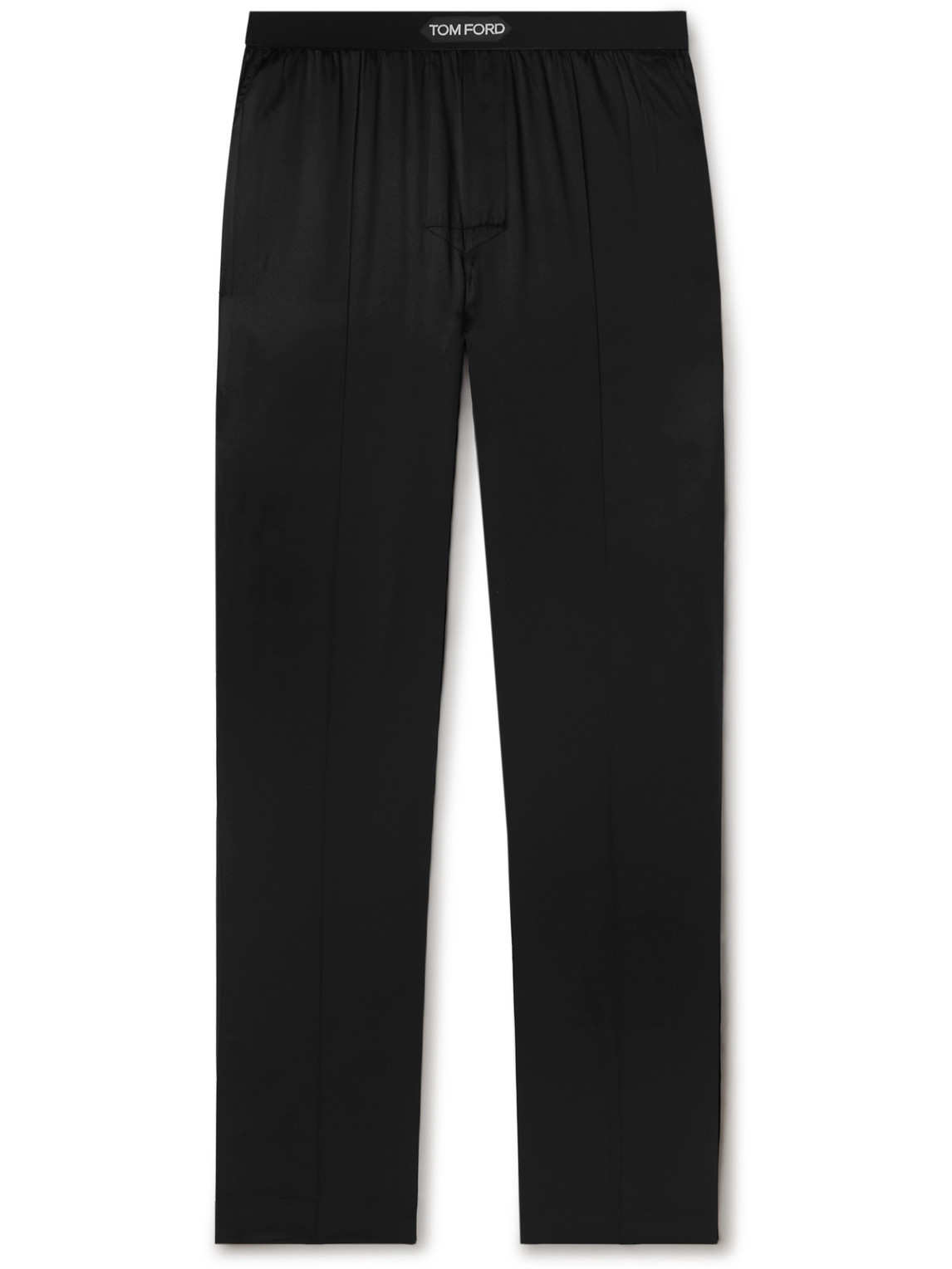 Velvet-Trimmed Stretch-Silk Satin Pyjama Trousers