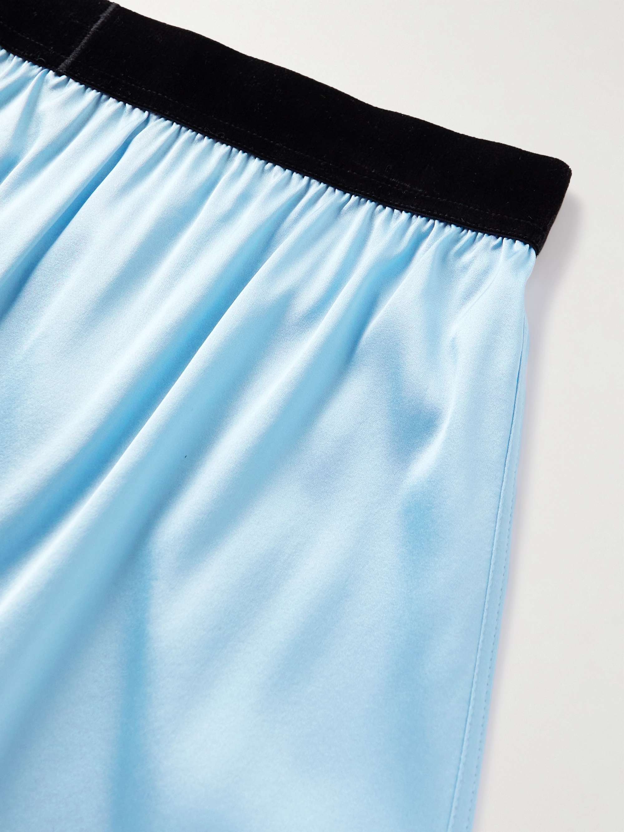 TOM FORD Velvet-Trimmed Stretch-Silk Satin Boxer Shorts