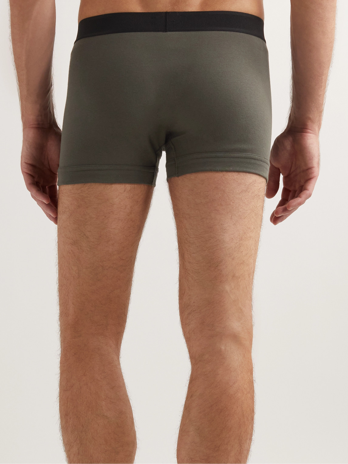 Shop Tom Ford Stretch-cotton Boxer Briefs In Green