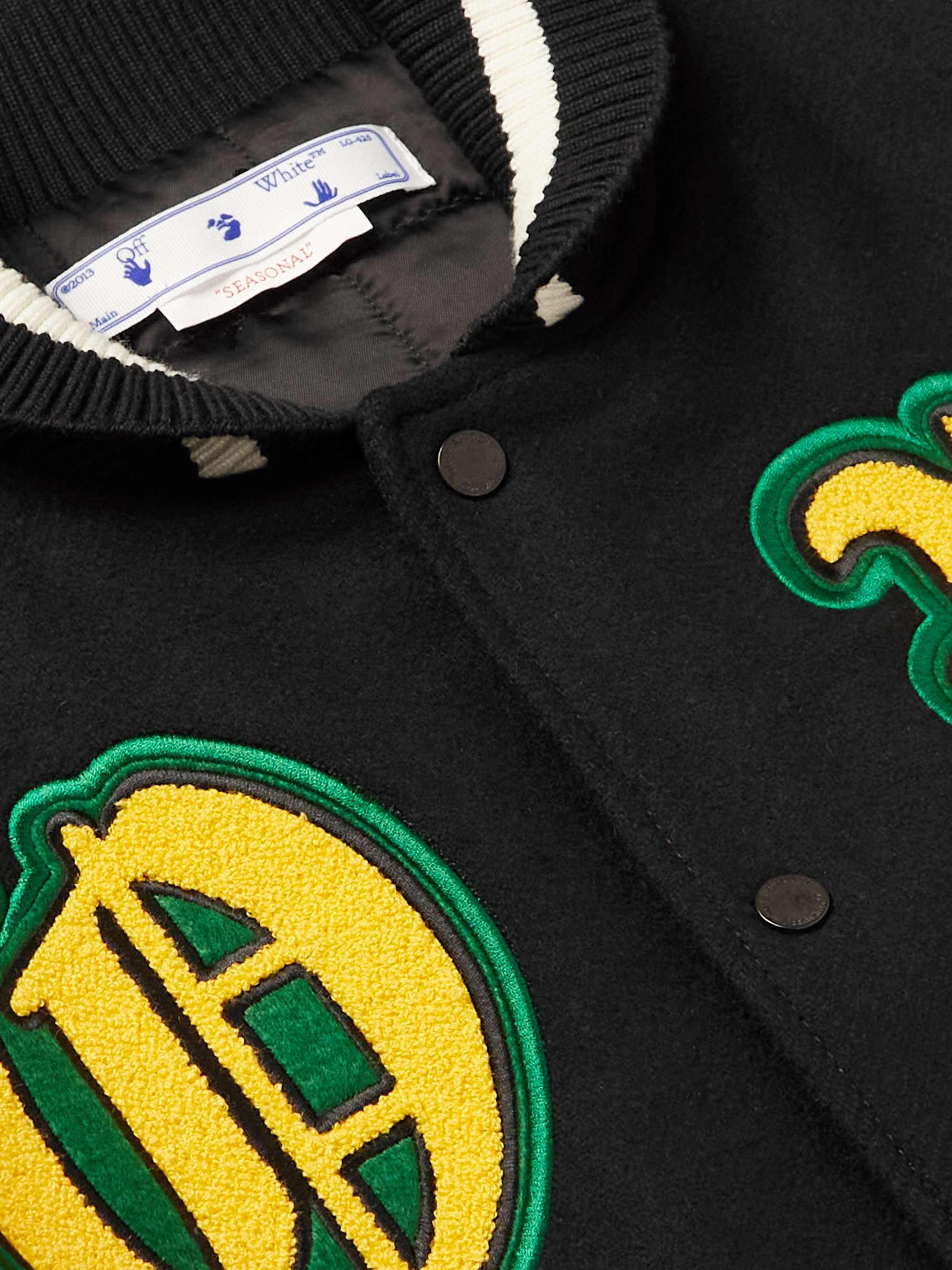 OFF-WHITE Appliquéd Wool-Blend Felt Varsity Jacket