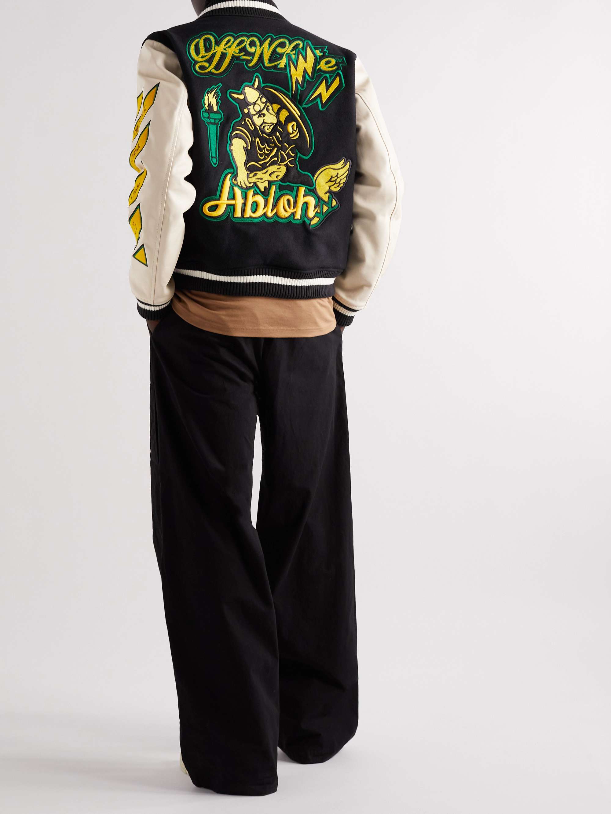 OFF-WHITE Appliquéd Wool-Blend Felt Varsity Jacket
