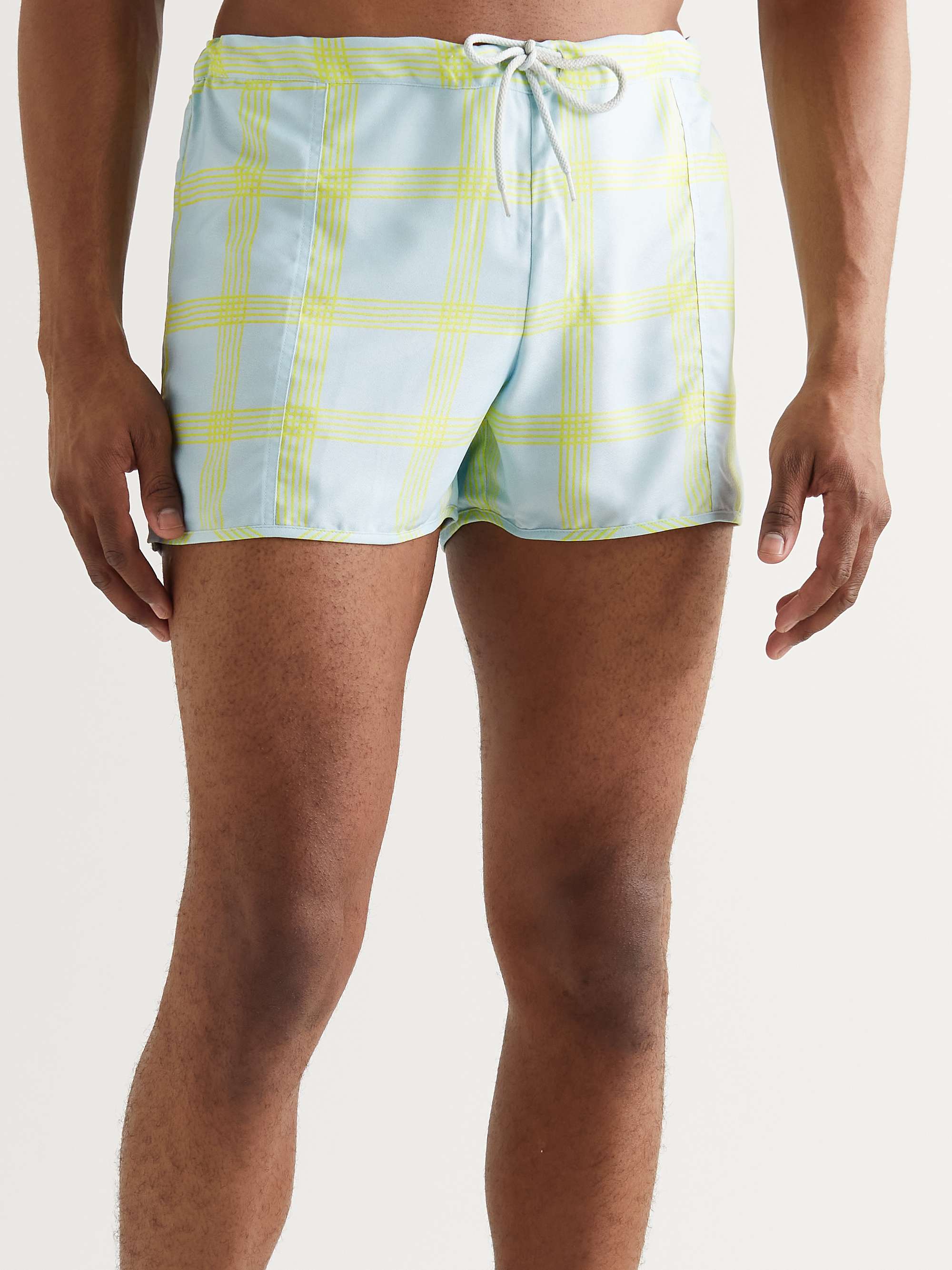 SMR DAYS Checked Slim-Fit Short-Length Swim Shorts