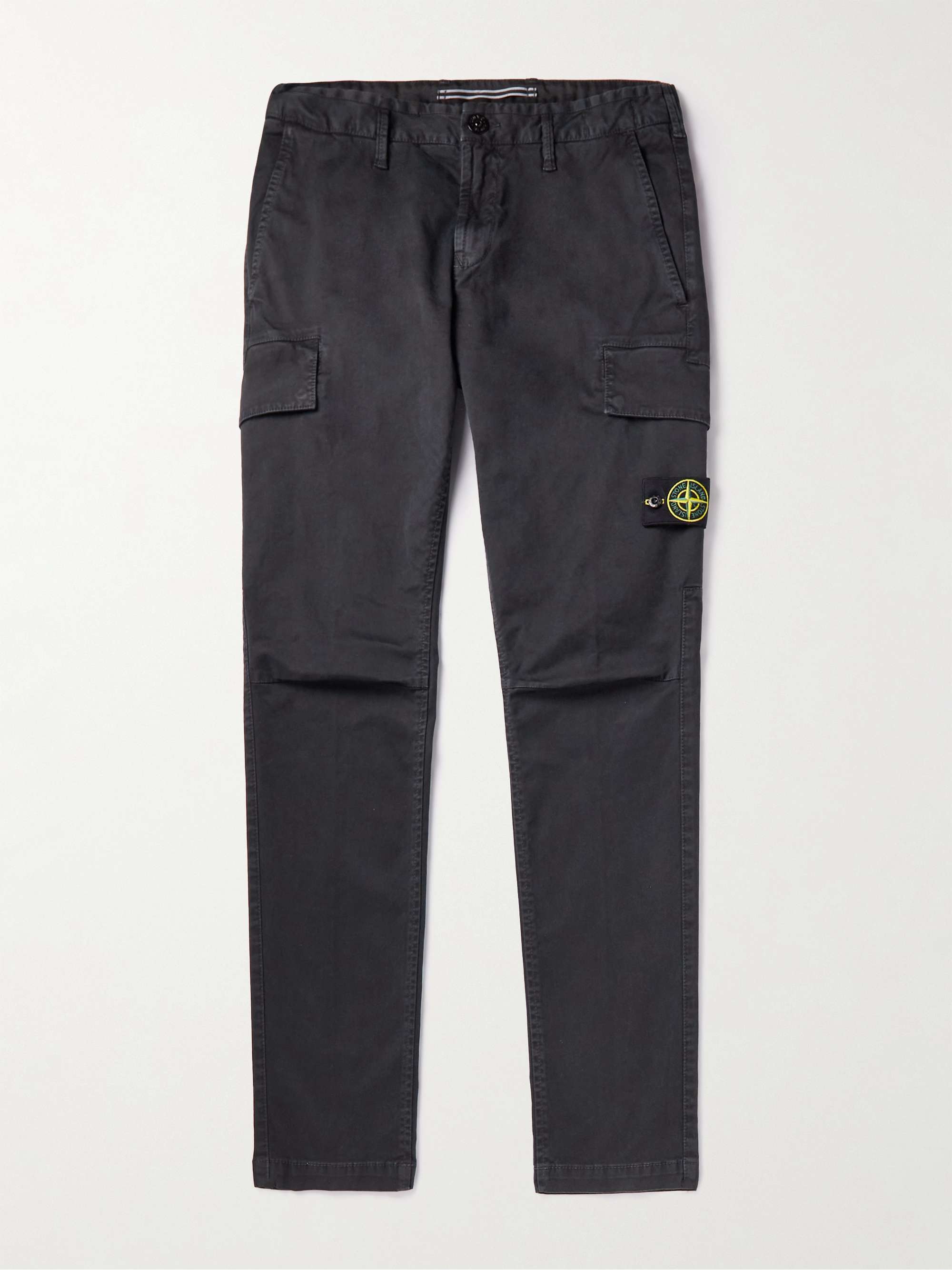 STONE ISLAND Slim-Fit Garment-Dyed Cotton-Blend Twill Cargo Trousers for  Men