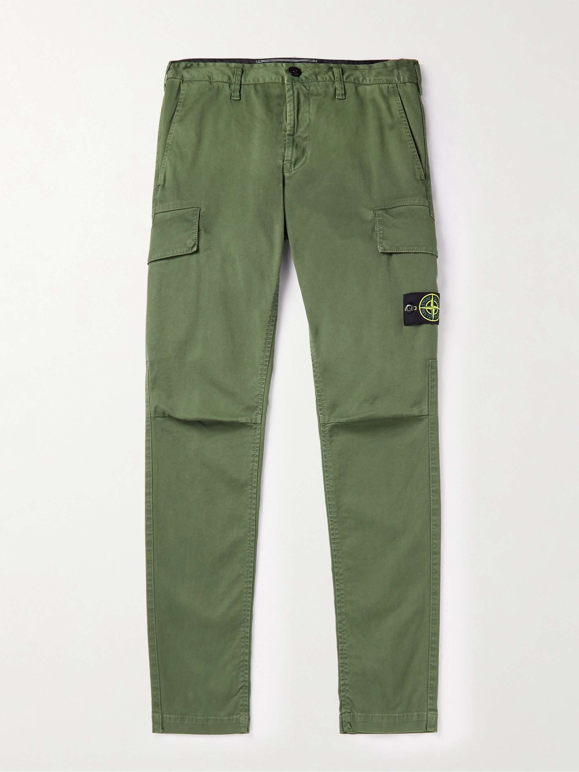 Stone Island - Slim-Fit Garment-Dyed Cotton-Blend Twill Cargo Trousers -  Green Stone Island