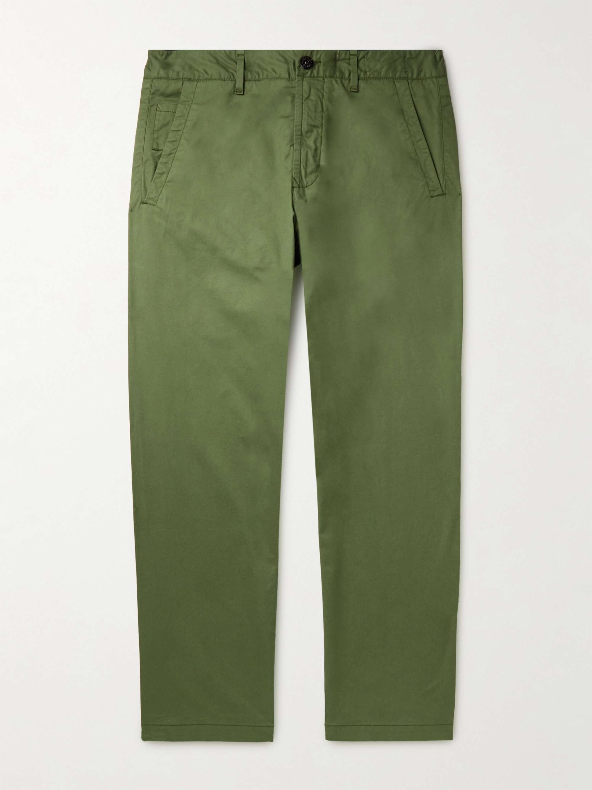 STONE ISLAND Straight-Leg Garment-Dyed Stretch-Cotton Gabardine Chinos ...