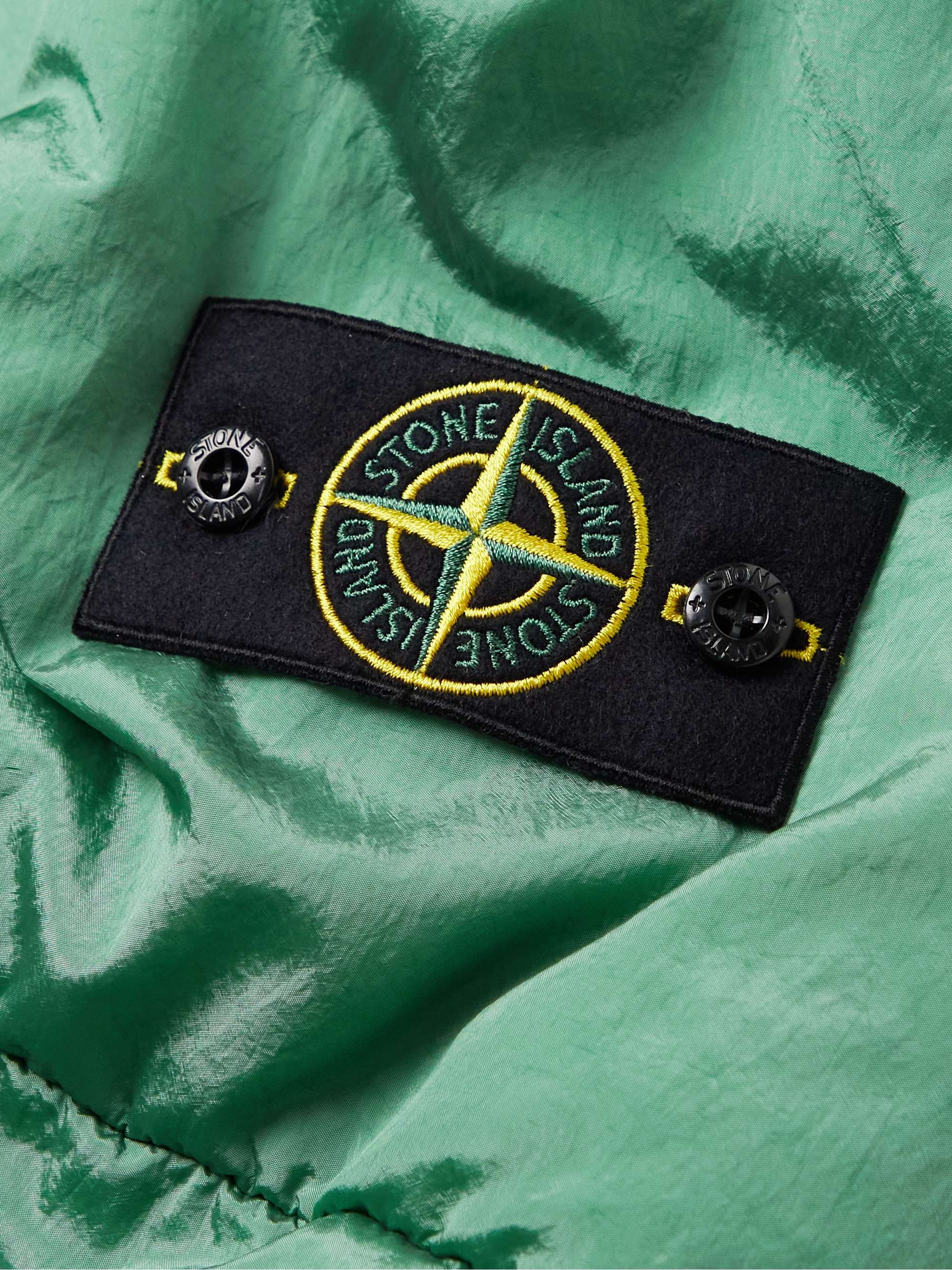 STONE ISLAND Logo-Appliquéd Quilted Crinkled-Shell Hooded Down Jacket