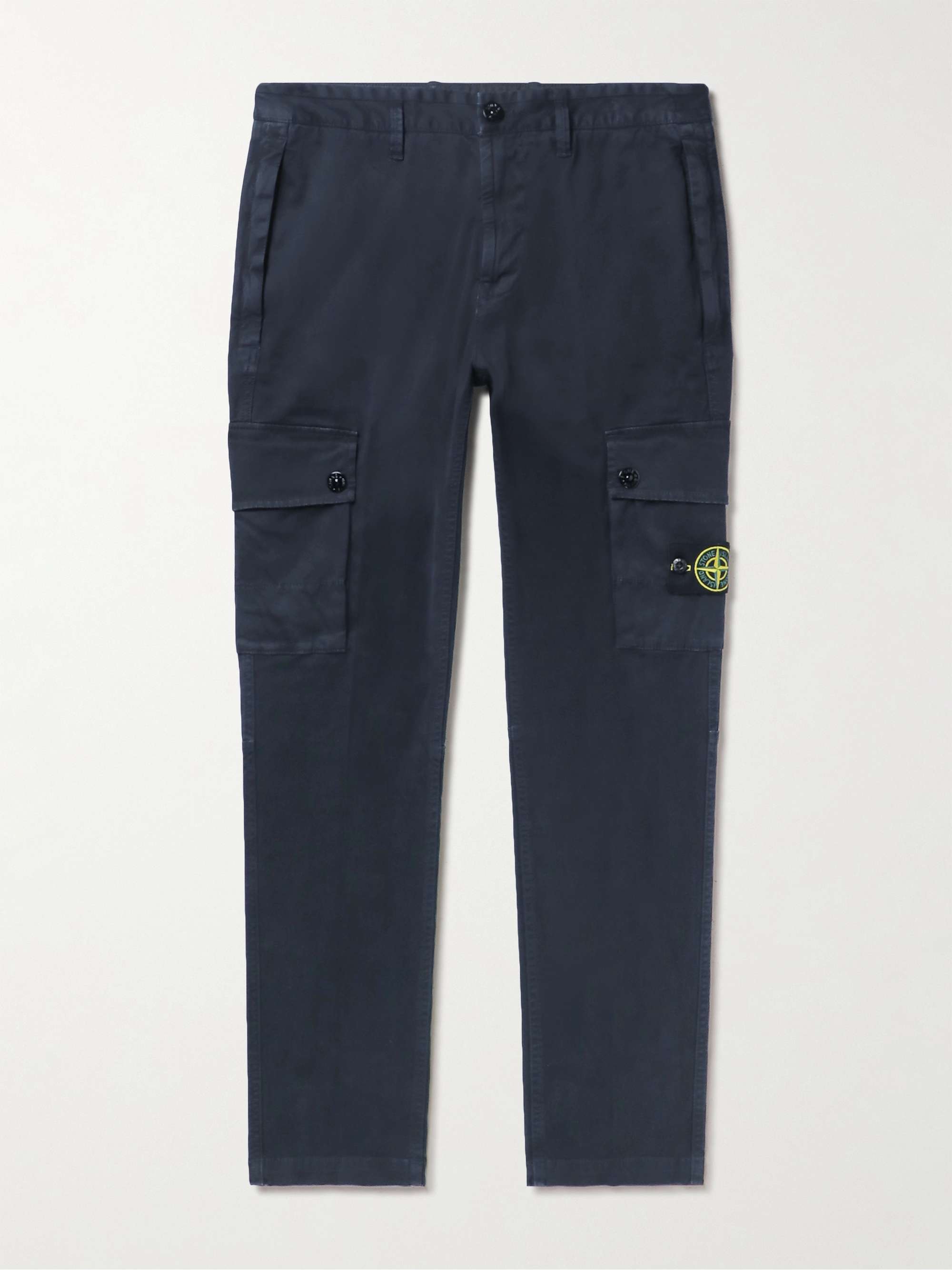 STONE ISLAND Slim-Fit Garment-Dyed Cotton-Blend Twill Cargo Trousers for  Men