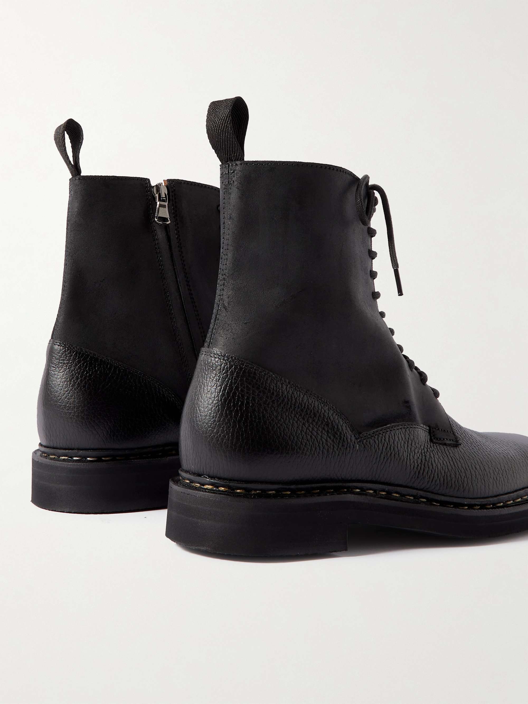 JOHN LOBB Perth Waxed-Suede and Full-Grain Leather Boots