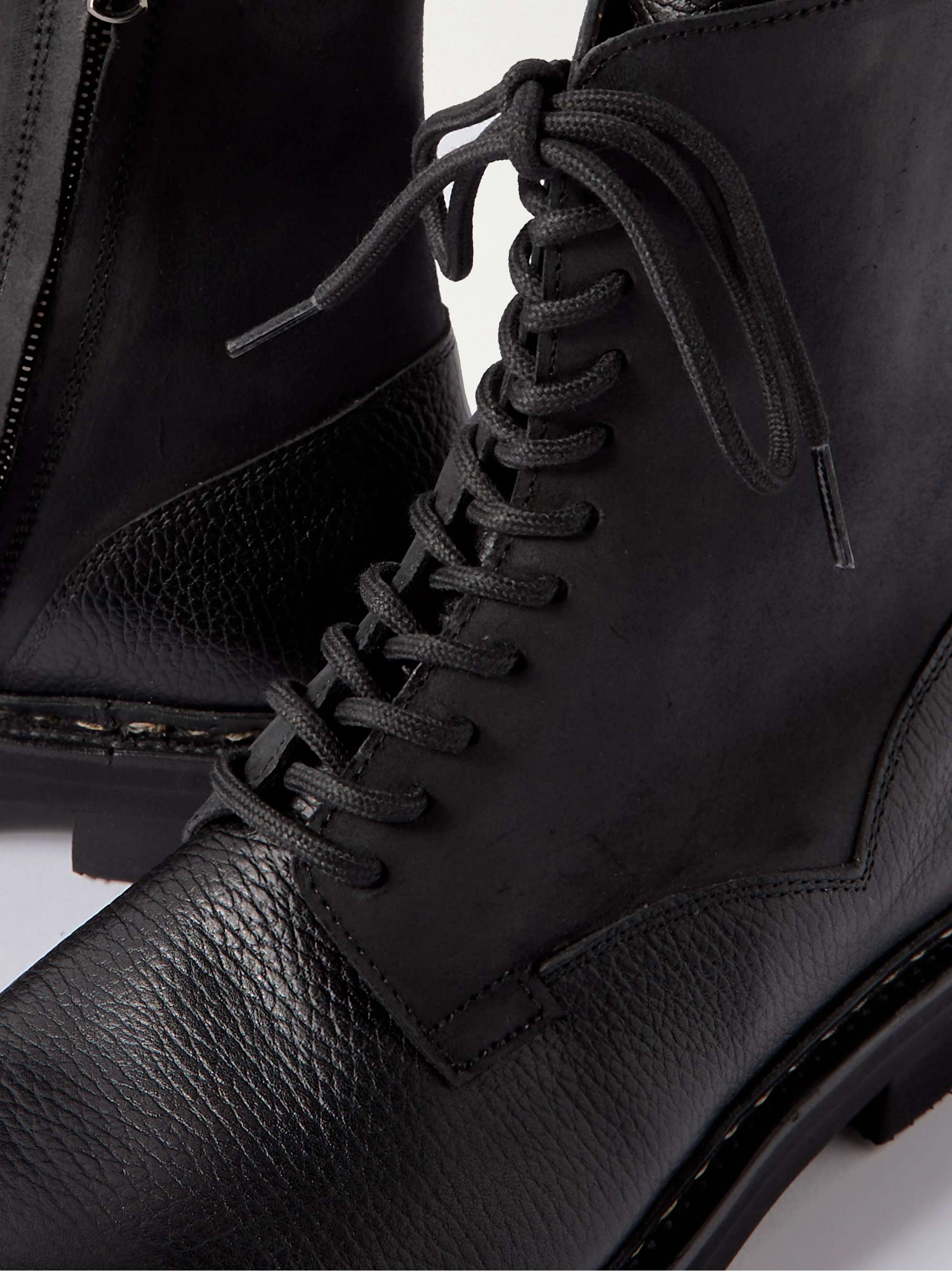 JOHN LOBB Perth Waxed-Suede and Full-Grain Leather Boots