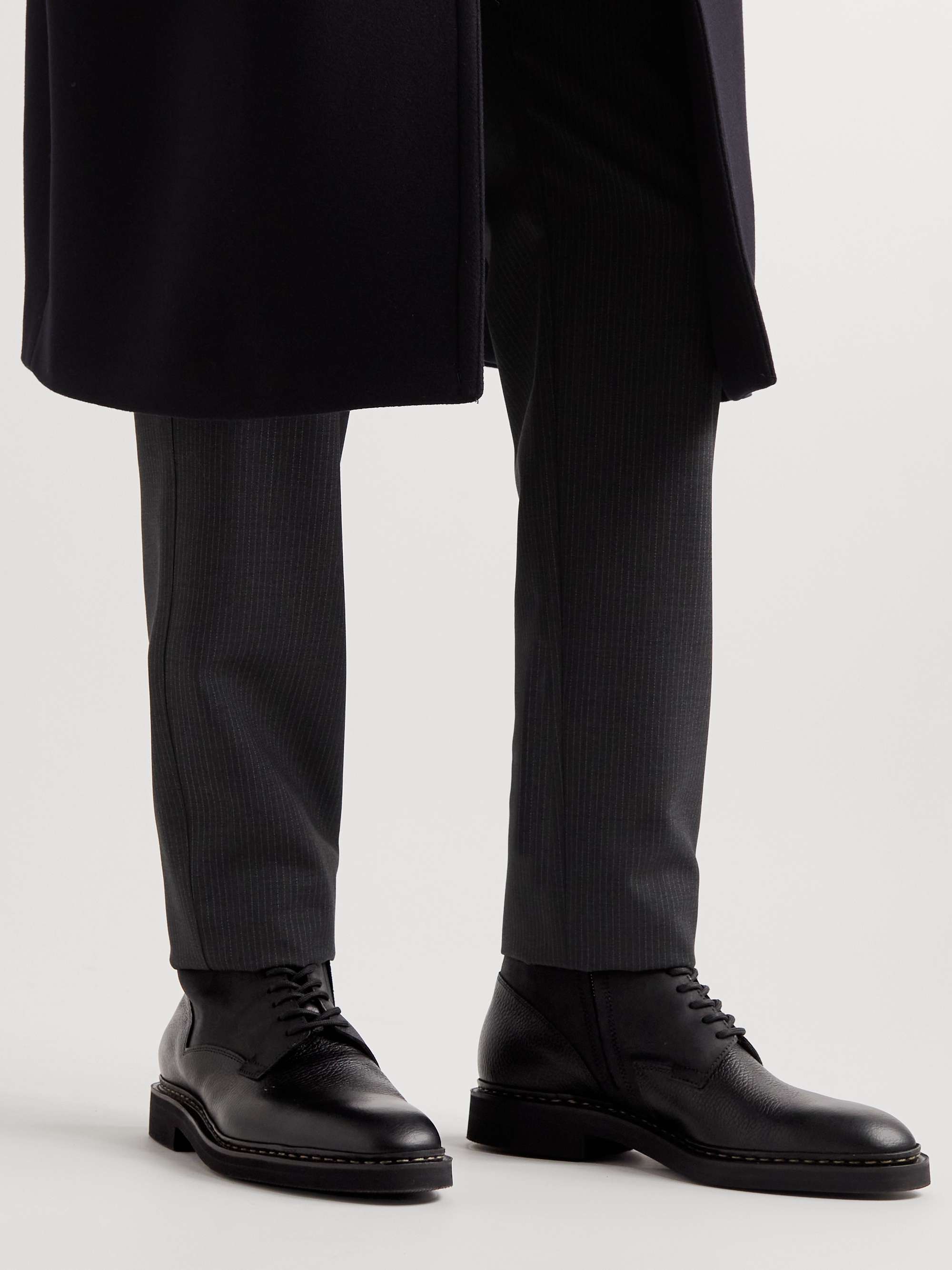 JOHN LOBB Perth Waxed-Suede and Full-Grain Leather Boots