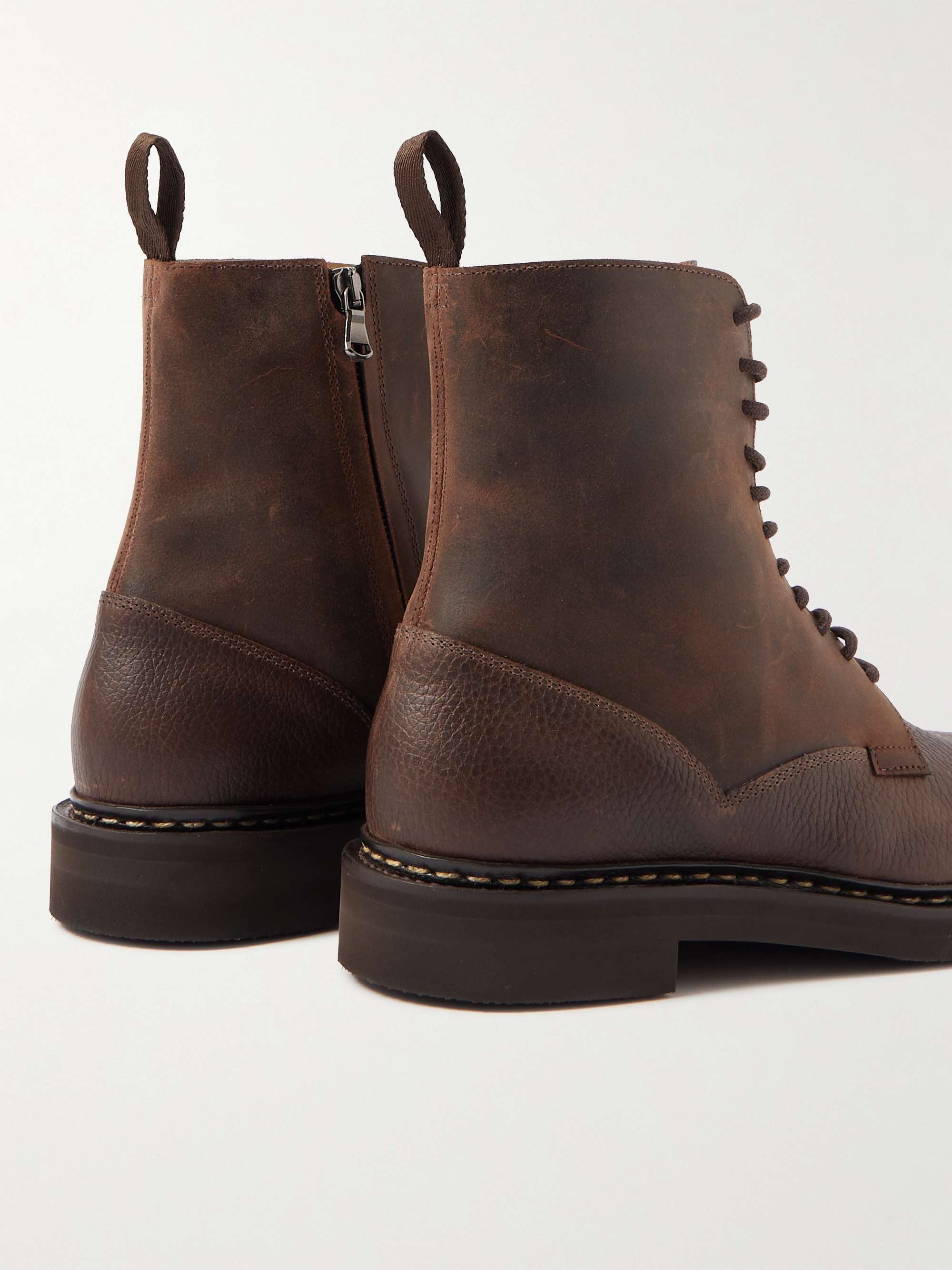 JOHN LOBB Perth Waxed-Suede and Full-Grain Leather Boots