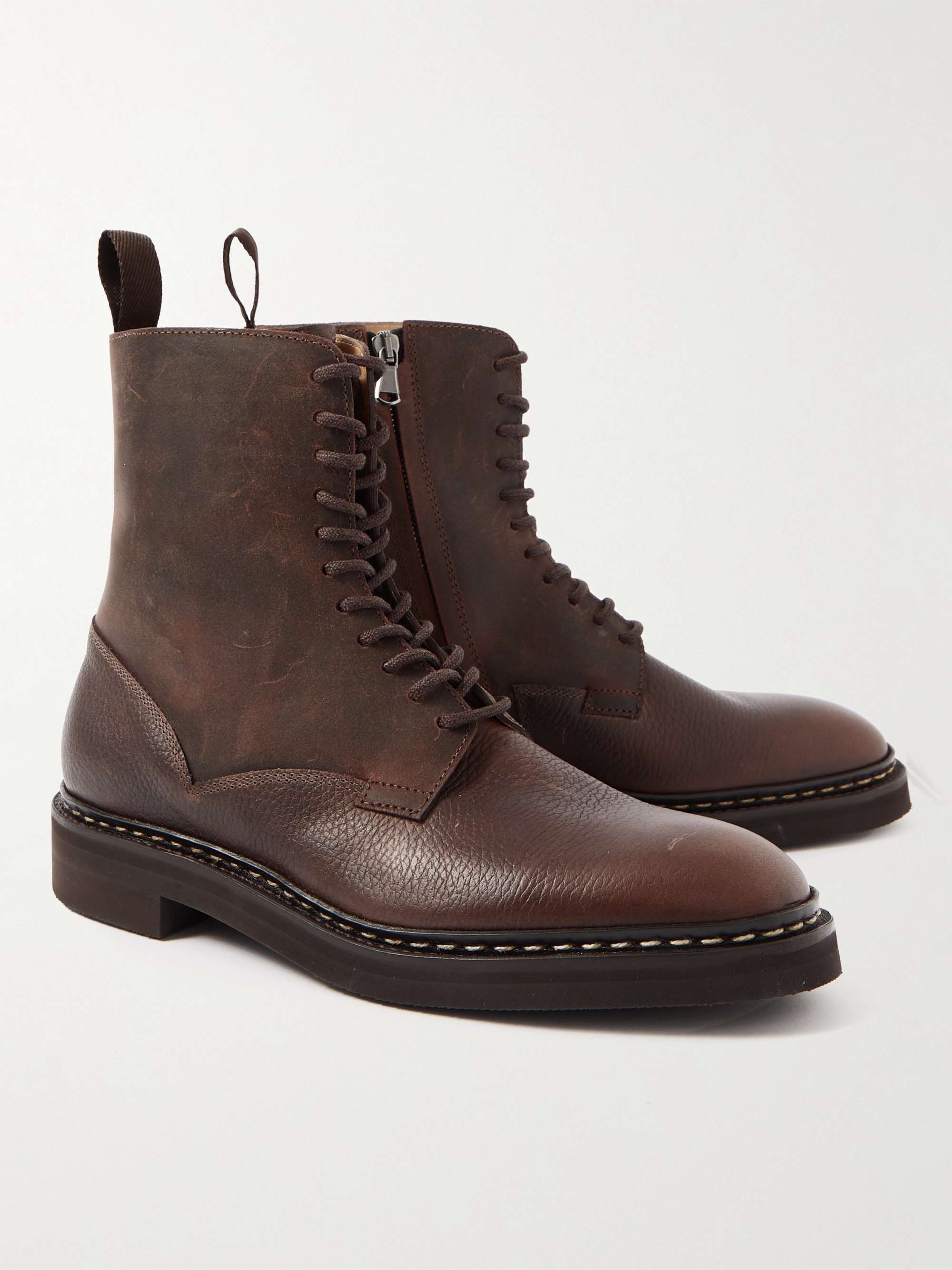 JOHN LOBB Perth Waxed-Suede and Full-Grain Leather Boots for Men | MR ...