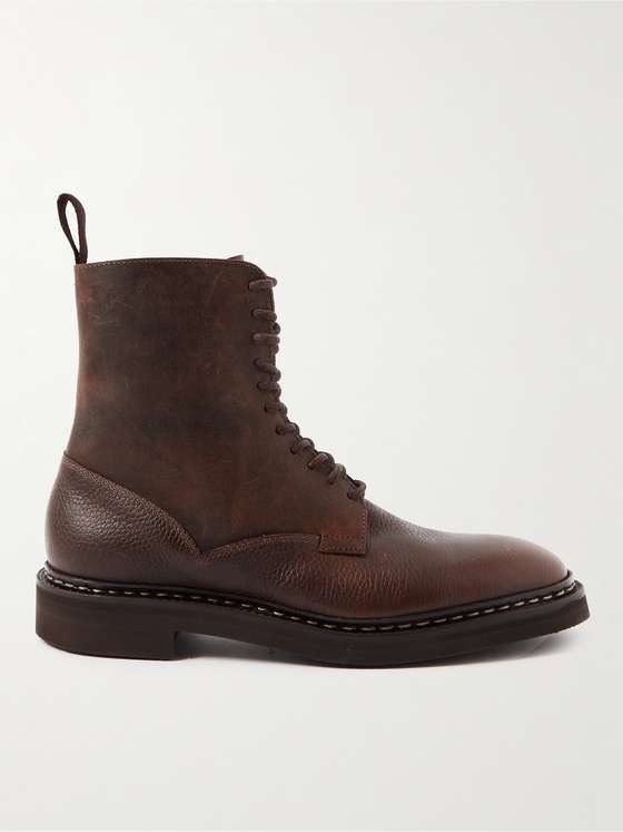 mrporter.com | Perth Waxed-Suede And Full-Grain Leather Boots