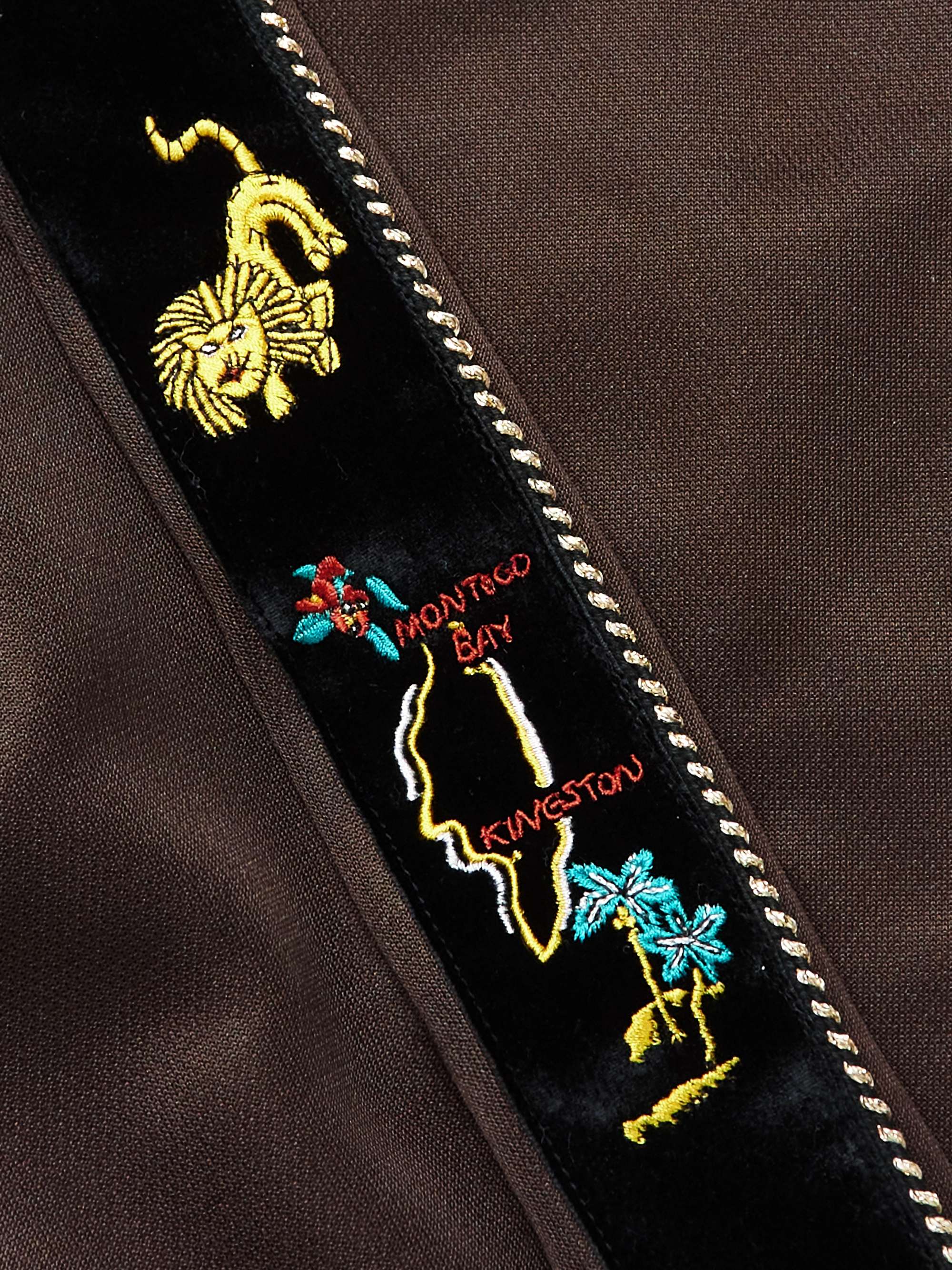KAPITAL Embroidered Velvet-Trimmed Jersey Track Jacket