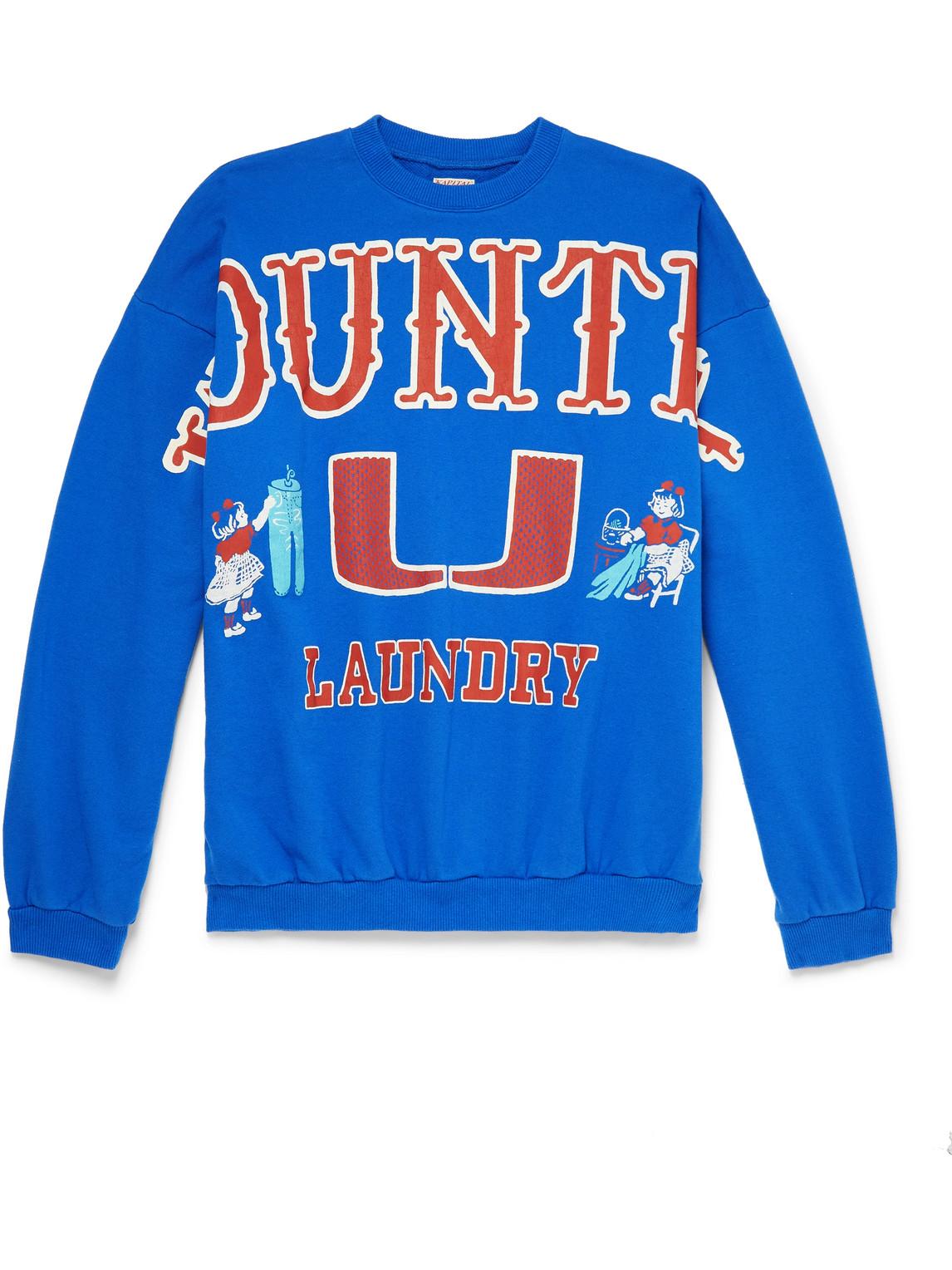 Kapital Big Kountry Printed Cotton-jersey Sweatshirt In Blue