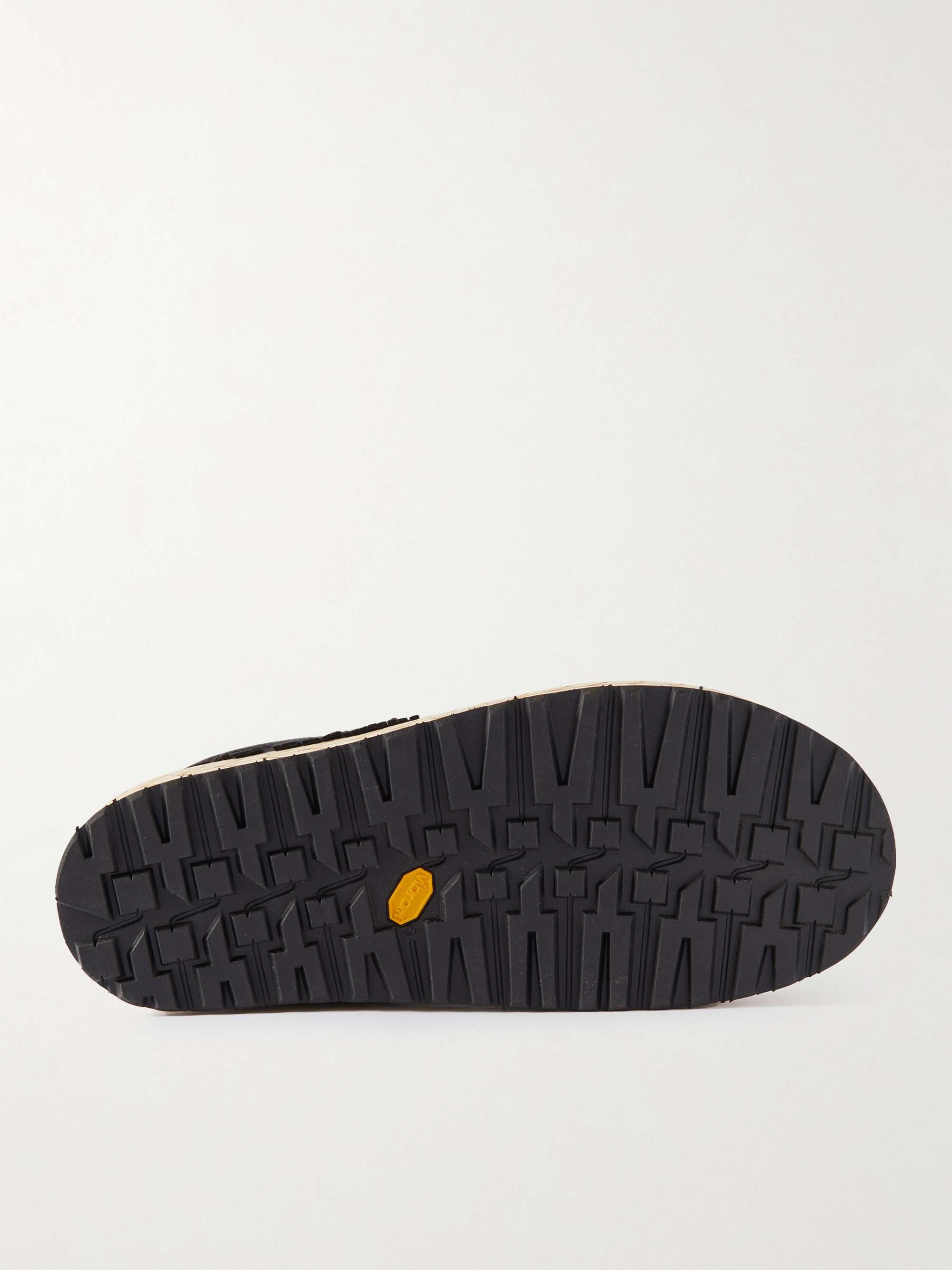 KAPITAL Fringed Leather-Trimmed Suede Sandals