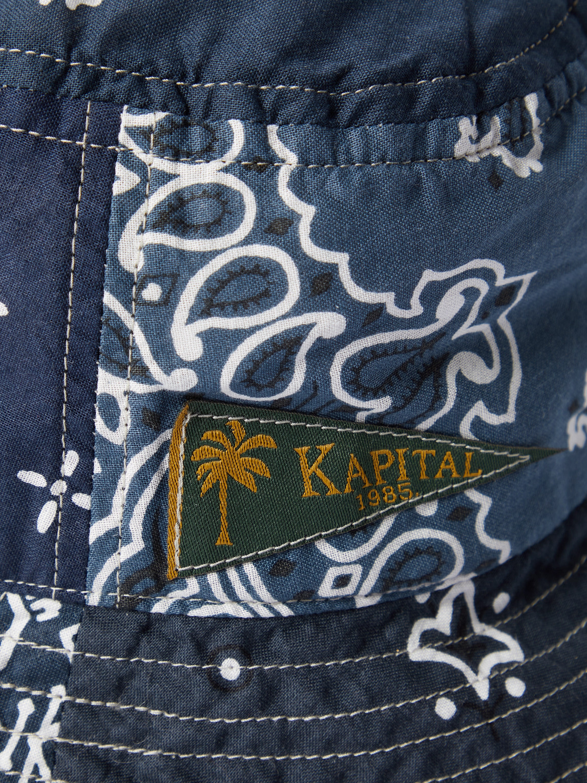 Shop Kapital Logo-appliquéd Bandana-print Cotton-voile Bucket Hat In Blue