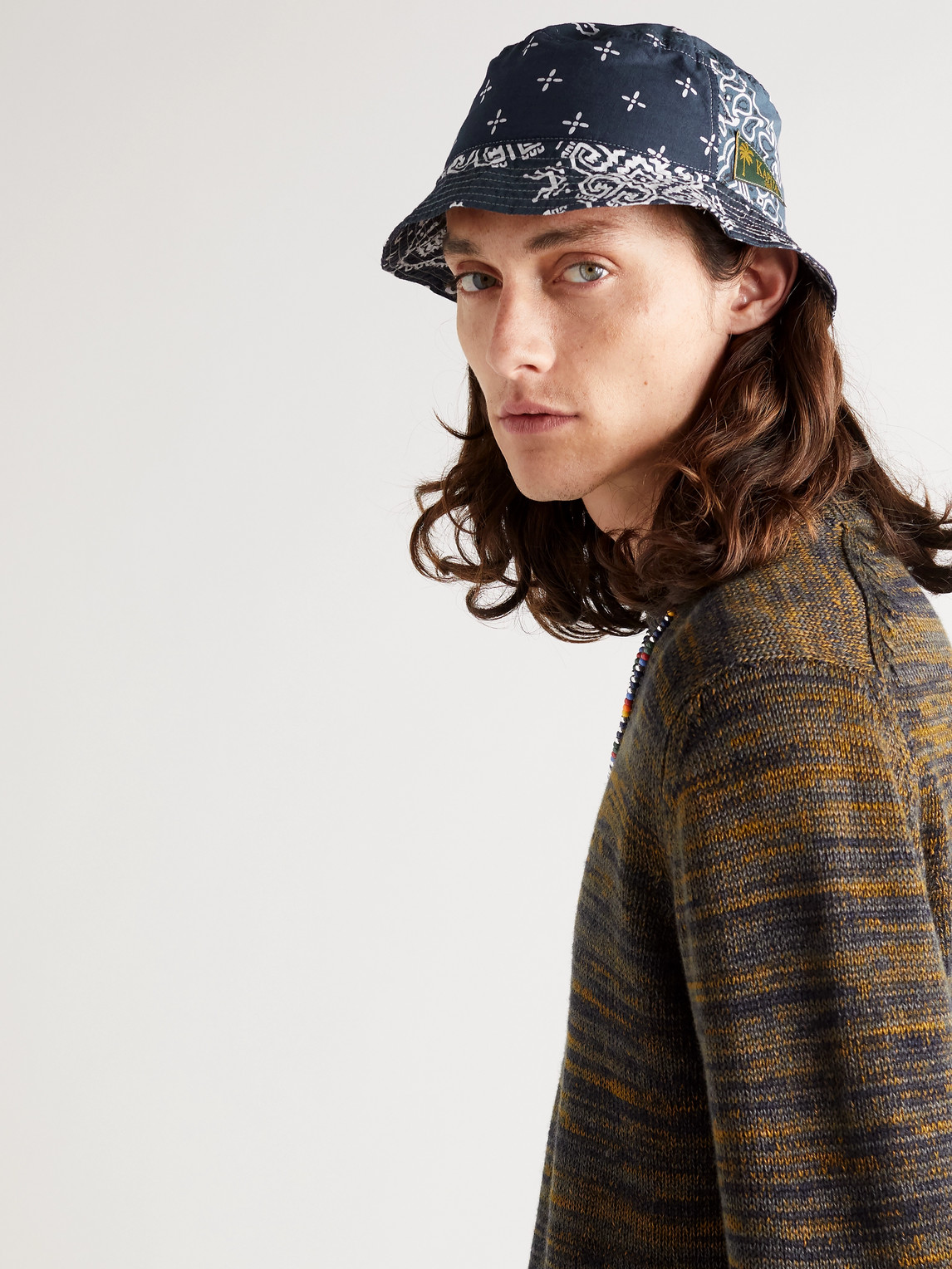 Kapital Logo-appliquéd Bandana-print Cotton-voile Bucket Hat In Multicolor