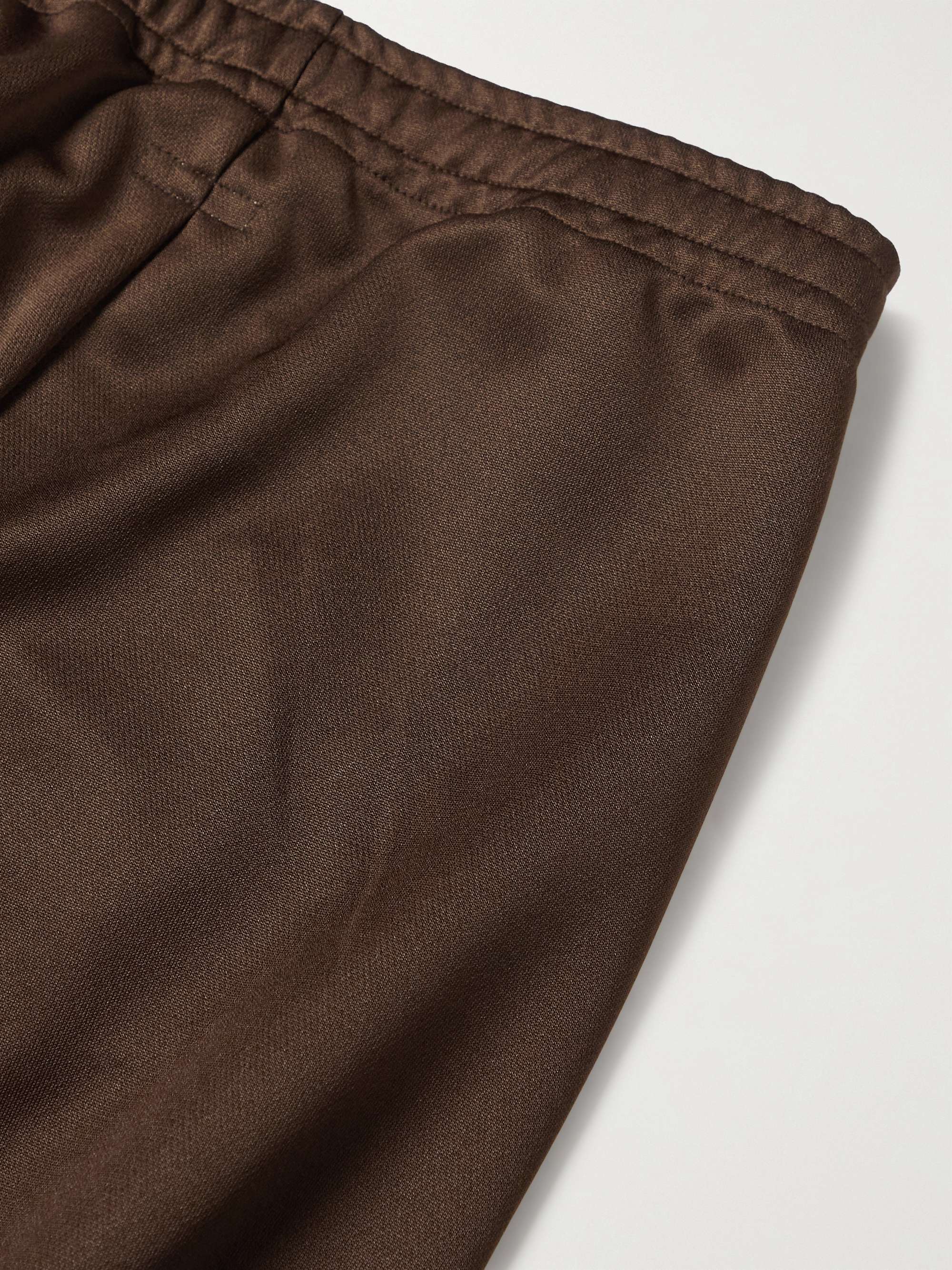 KAPITAL Wide-Leg Embroidered Velvet-Trimmed Tech-Jersey Track Pants